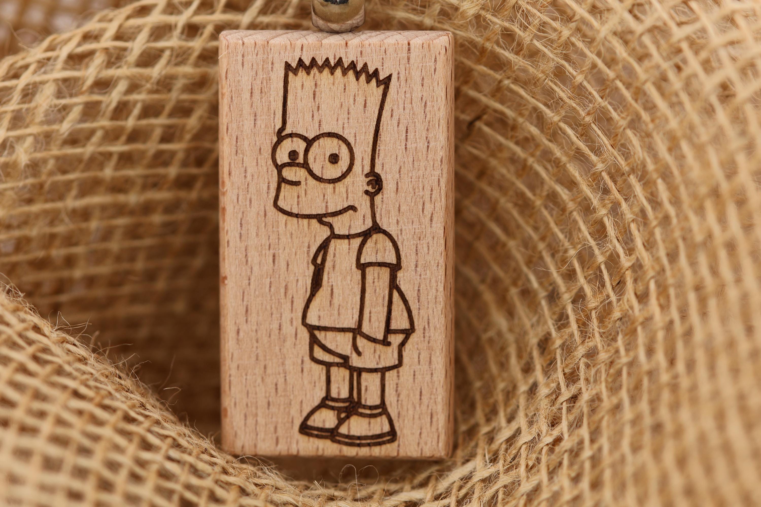 Bart Simpson Keychain – Double Sided Engraved Hardwood Pop Culture Gift