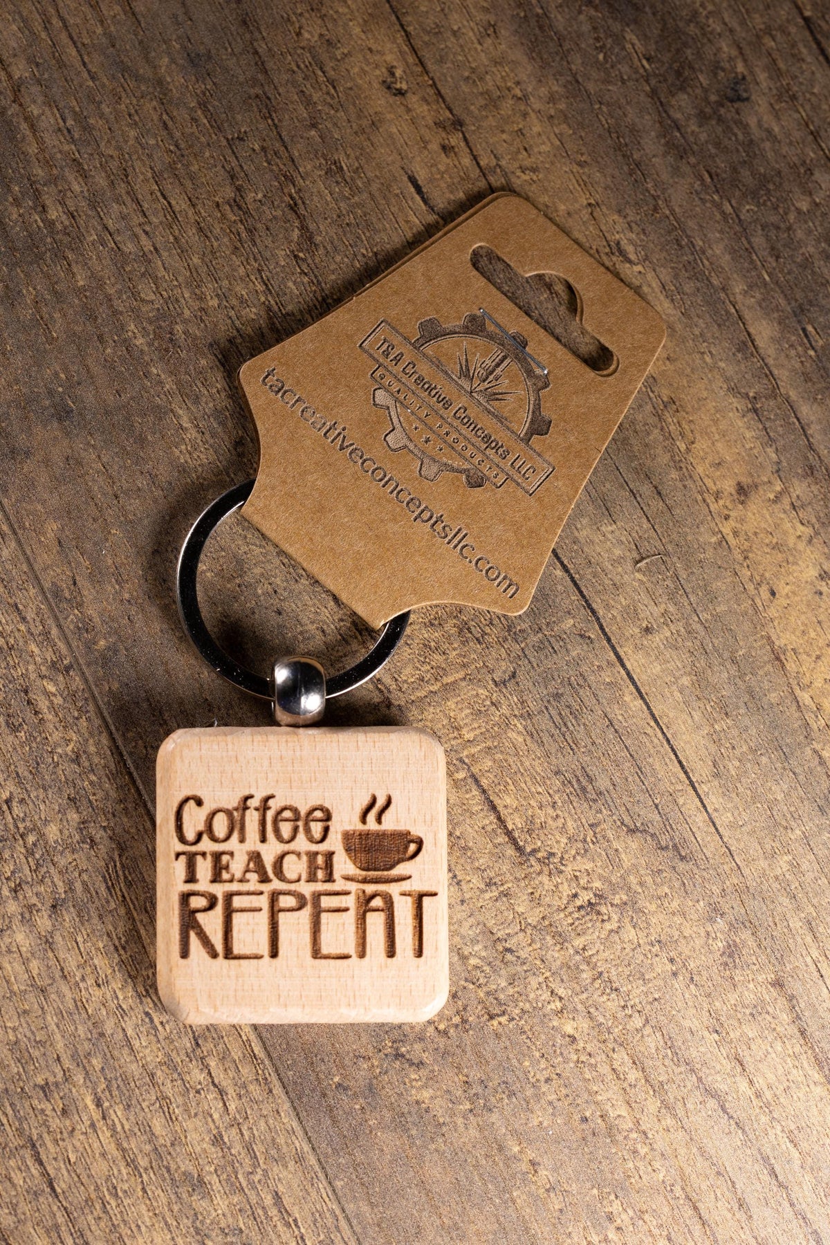 Teacher Keychain – Laser Engraved Hardwood Bag Charm | Coffee Teacher Gift