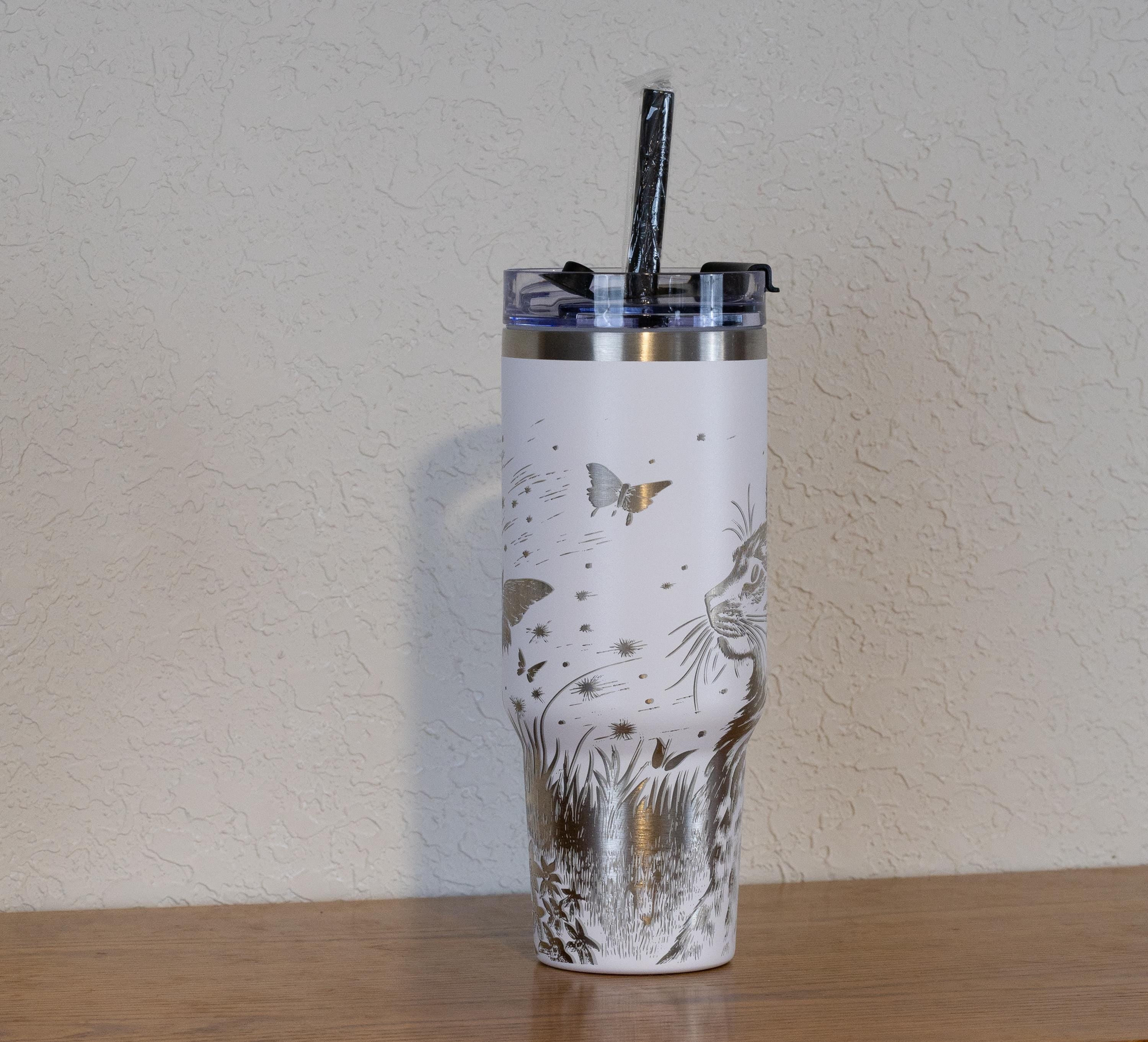 Stainless Steel Tumbler – 40oz Travel Mug With Handle, Straw & Double Wall Insulation