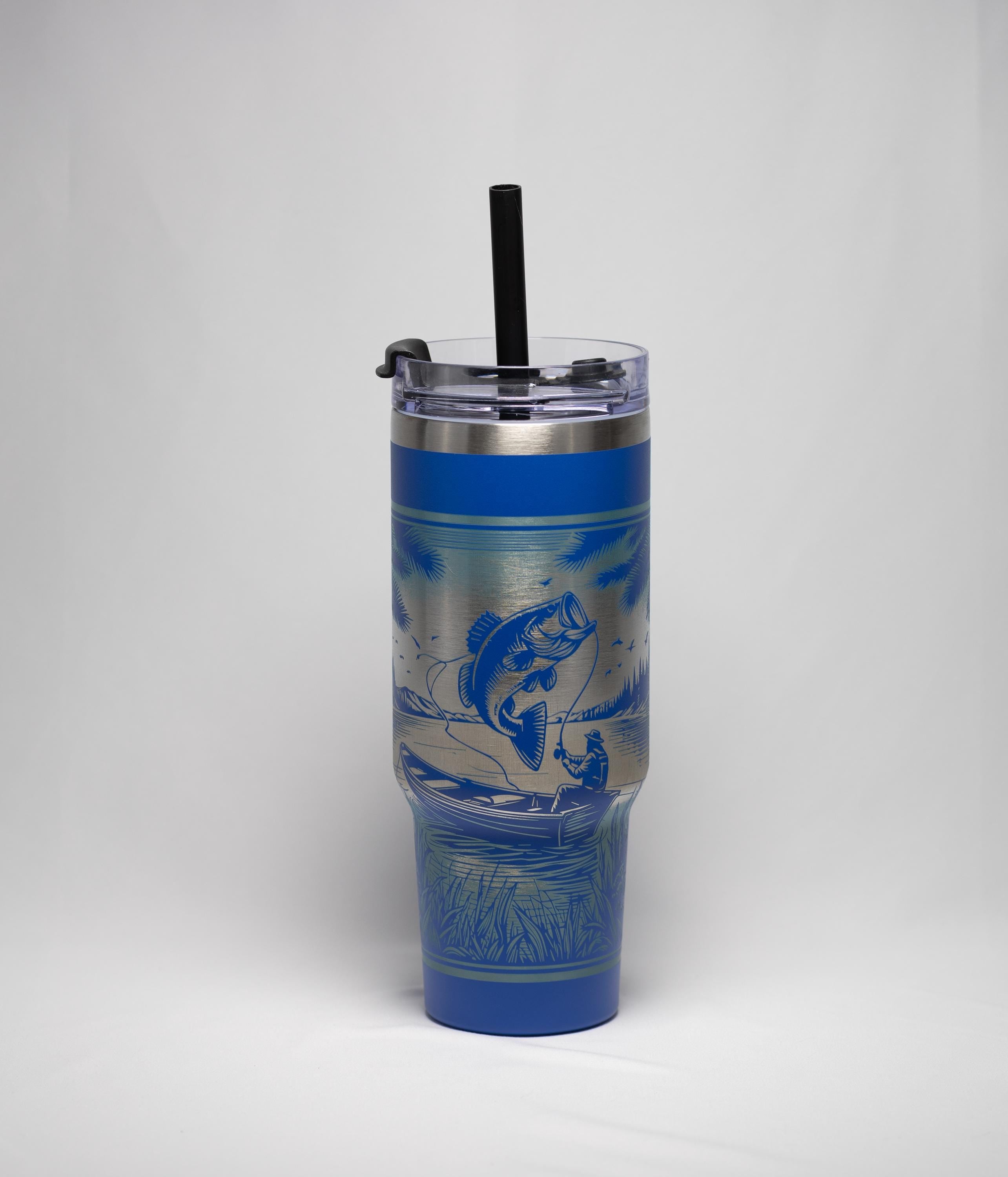 Bass Fishing Tumbler – 40oz Stainless Steel Cup with Laser Engraved Design