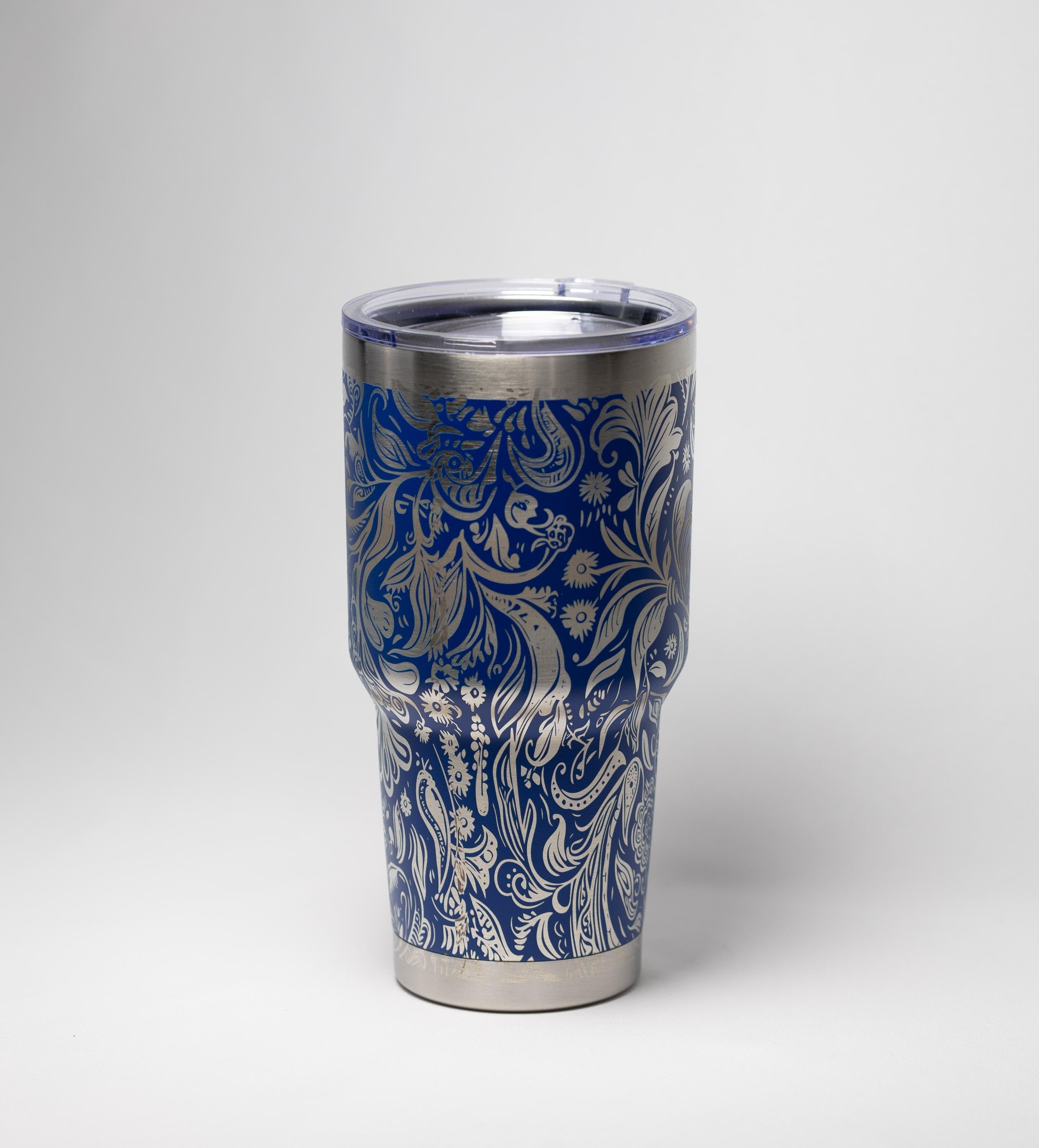 Paisley Travel Tumbler - 30oz Double Wall Insulated Drink Cup With Laser Engraving