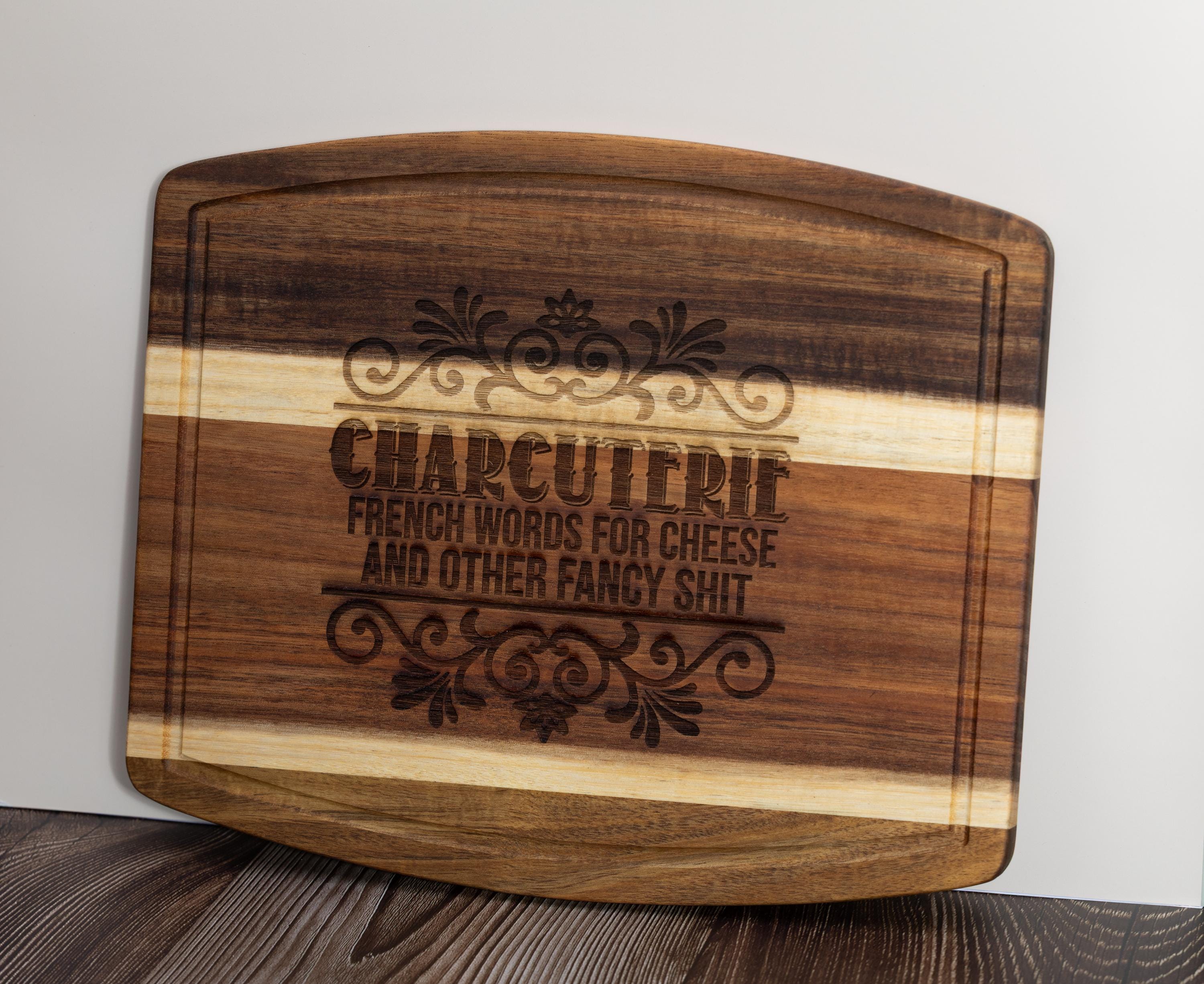 Acacia Wood Charcuterie - Handmade Engraved Snack Board 10x12 Inches