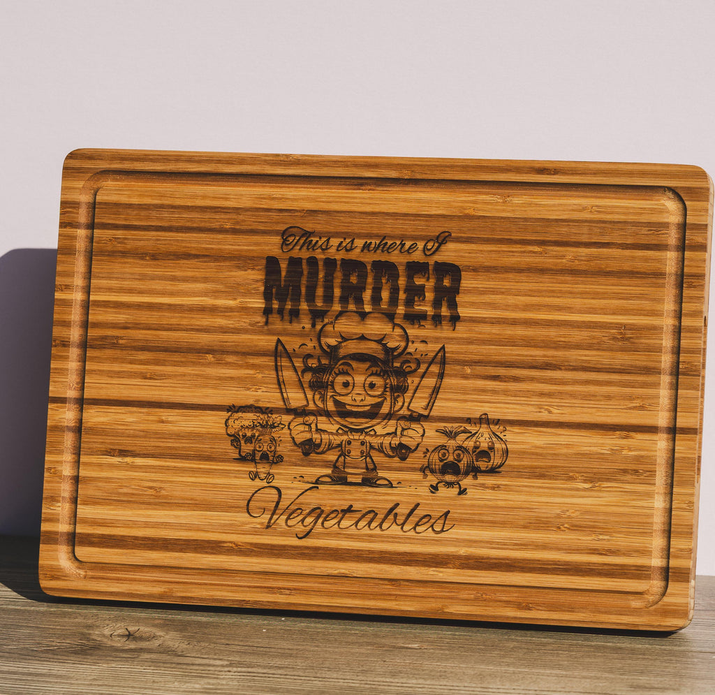 Funny Bamboo Cutting Board – Laser Engraved, Durable Large Serving Board