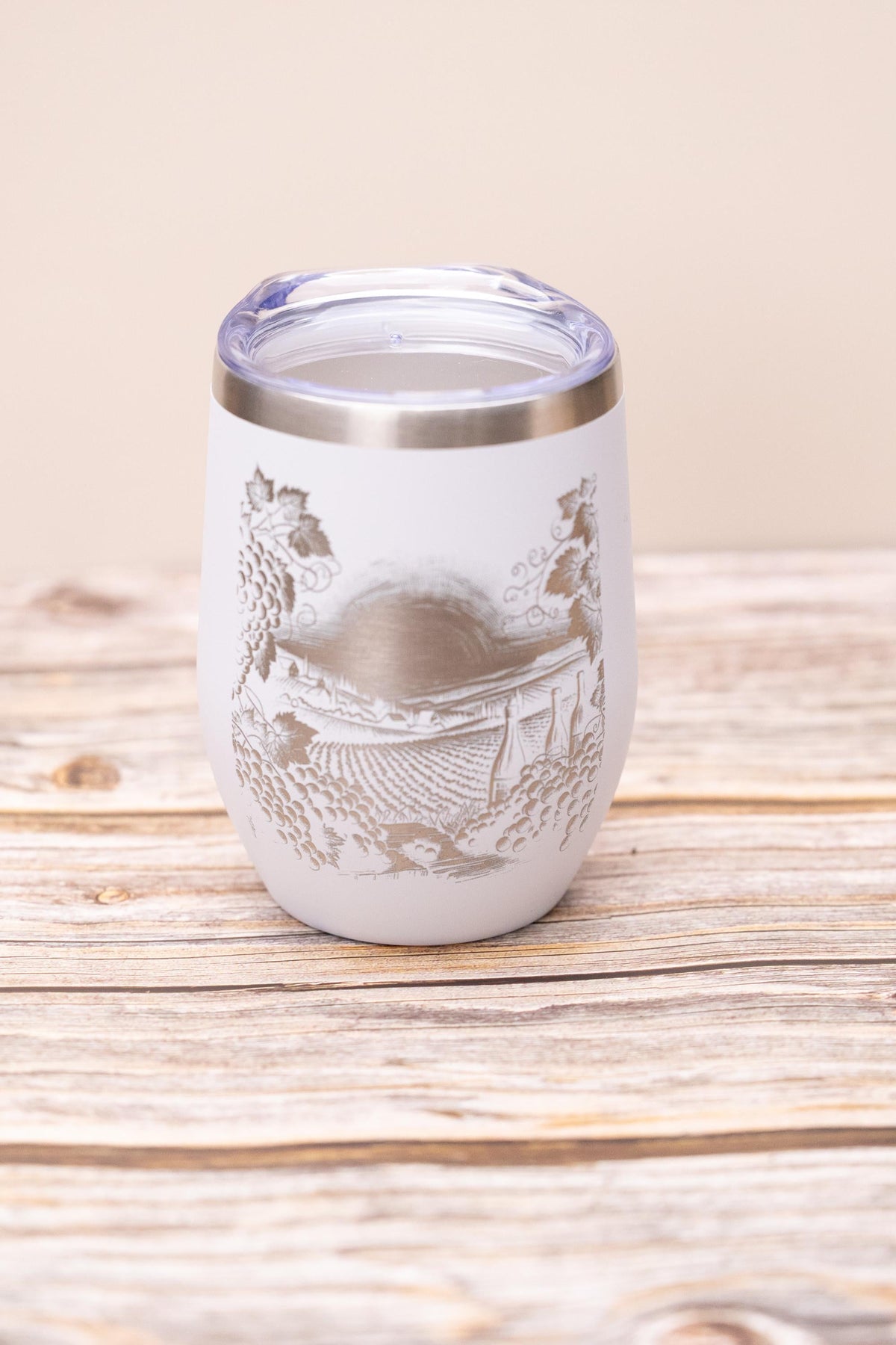 Insulated Wine Tumbler - Stainless Steel 12oz Double Wall Cup With Spill Resistant Lid