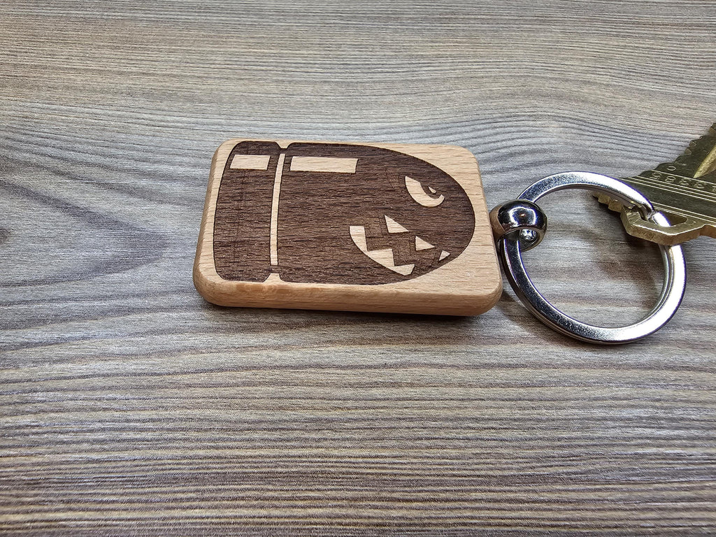 Bullet Bill Keychain – Nintendo Hardwood Double-Sided Engraving | Durable Gamer Gift