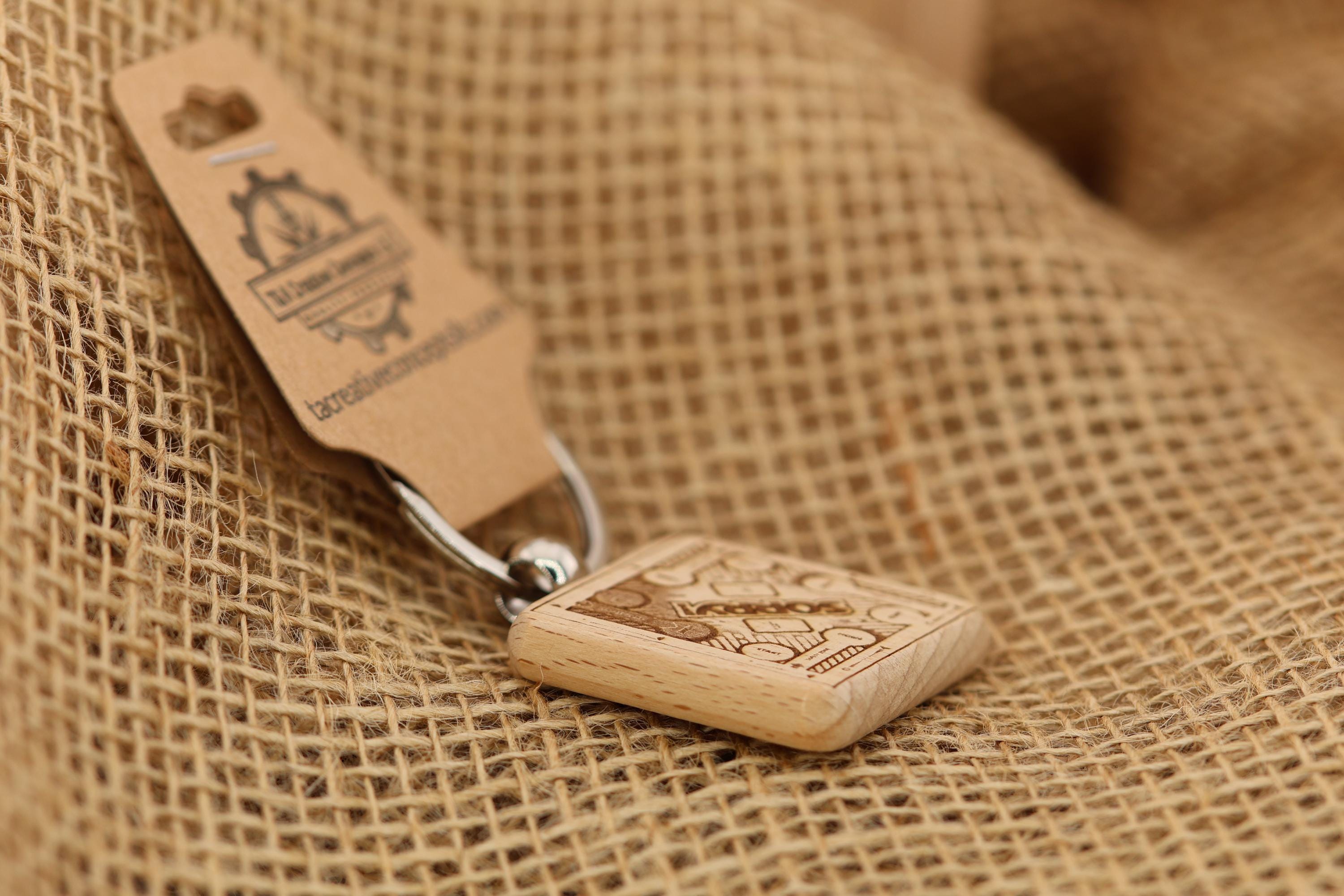 Sorry Board Game Keychain – Laser Engraved Hardwood Charm with Stainless Steel Ring