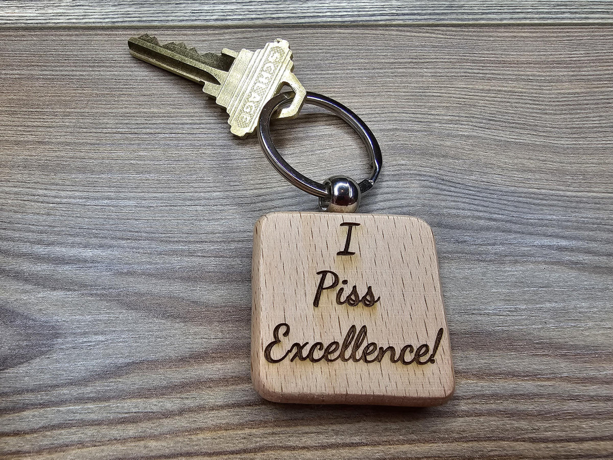Humor Wooden Keychain – Double Sided Laser Engraved Natural Hardwood Accessory