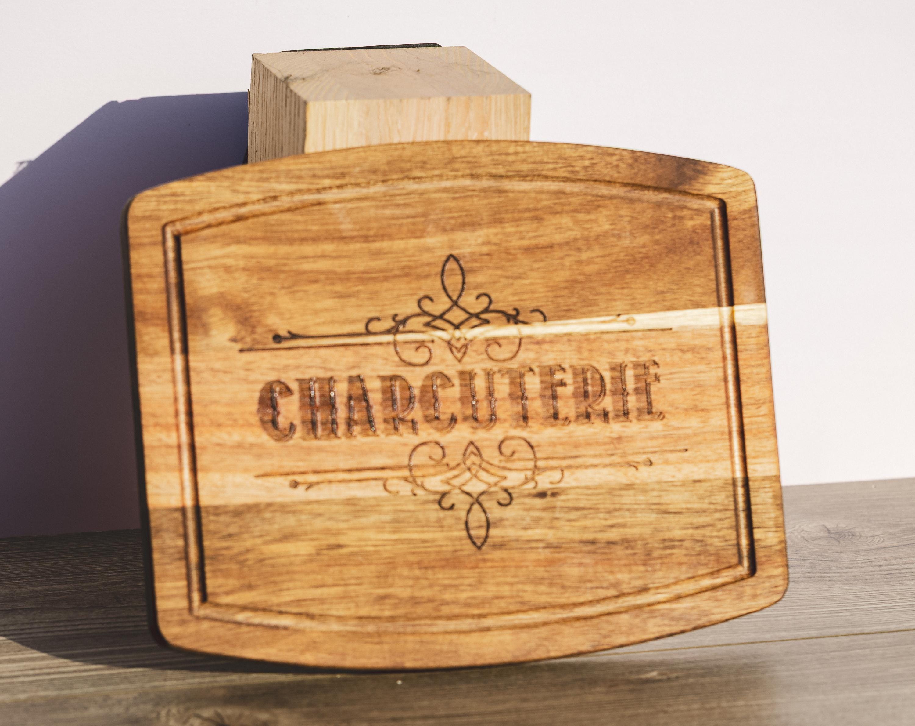 Acacia Wood Charcuterie - Rustic Laser Engraved Serving Tray 8x10 Inches