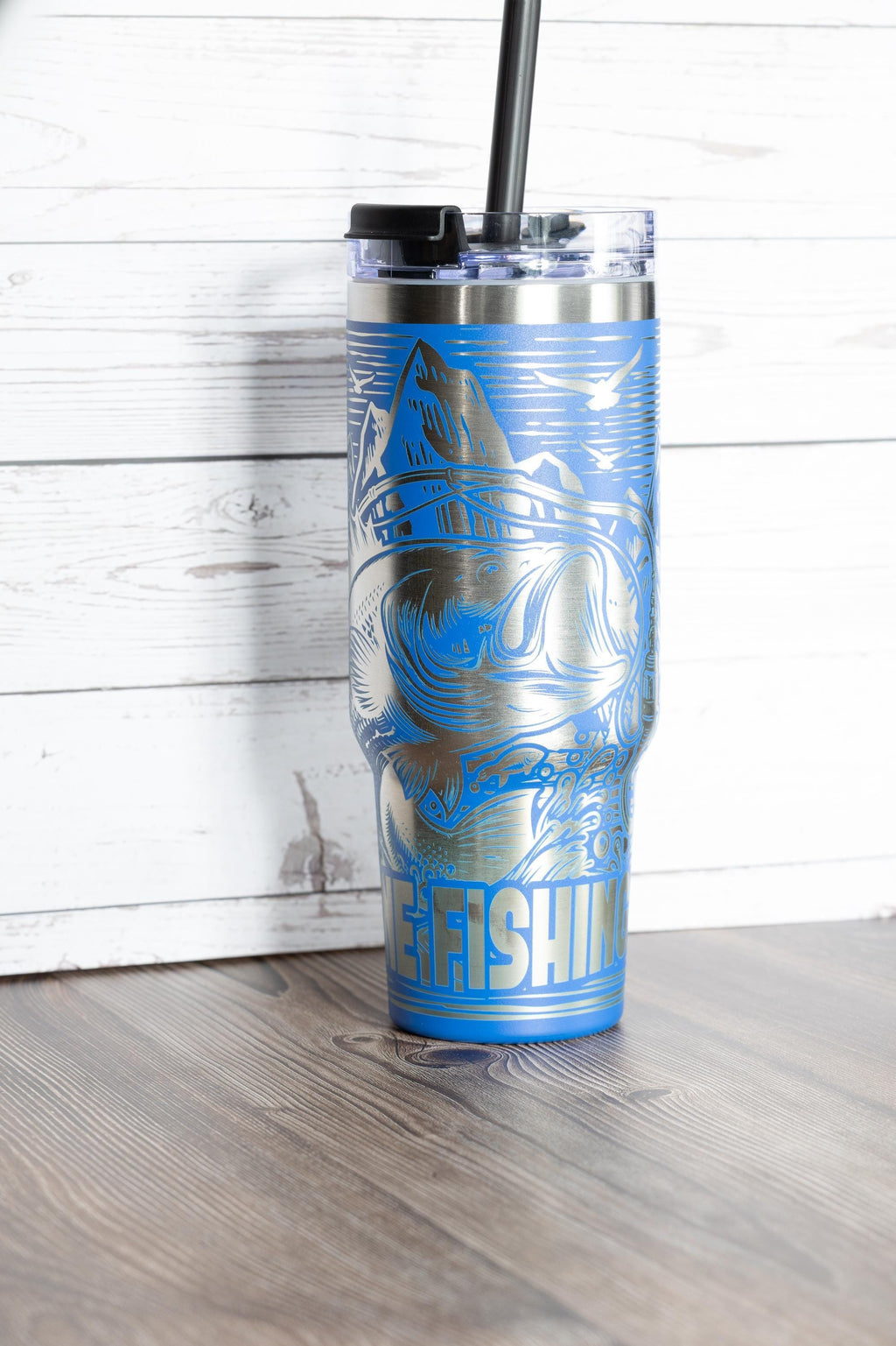 Gone Fishing Travel Mug - 40oz Insulated Stainless Steel Double Wall Cup
