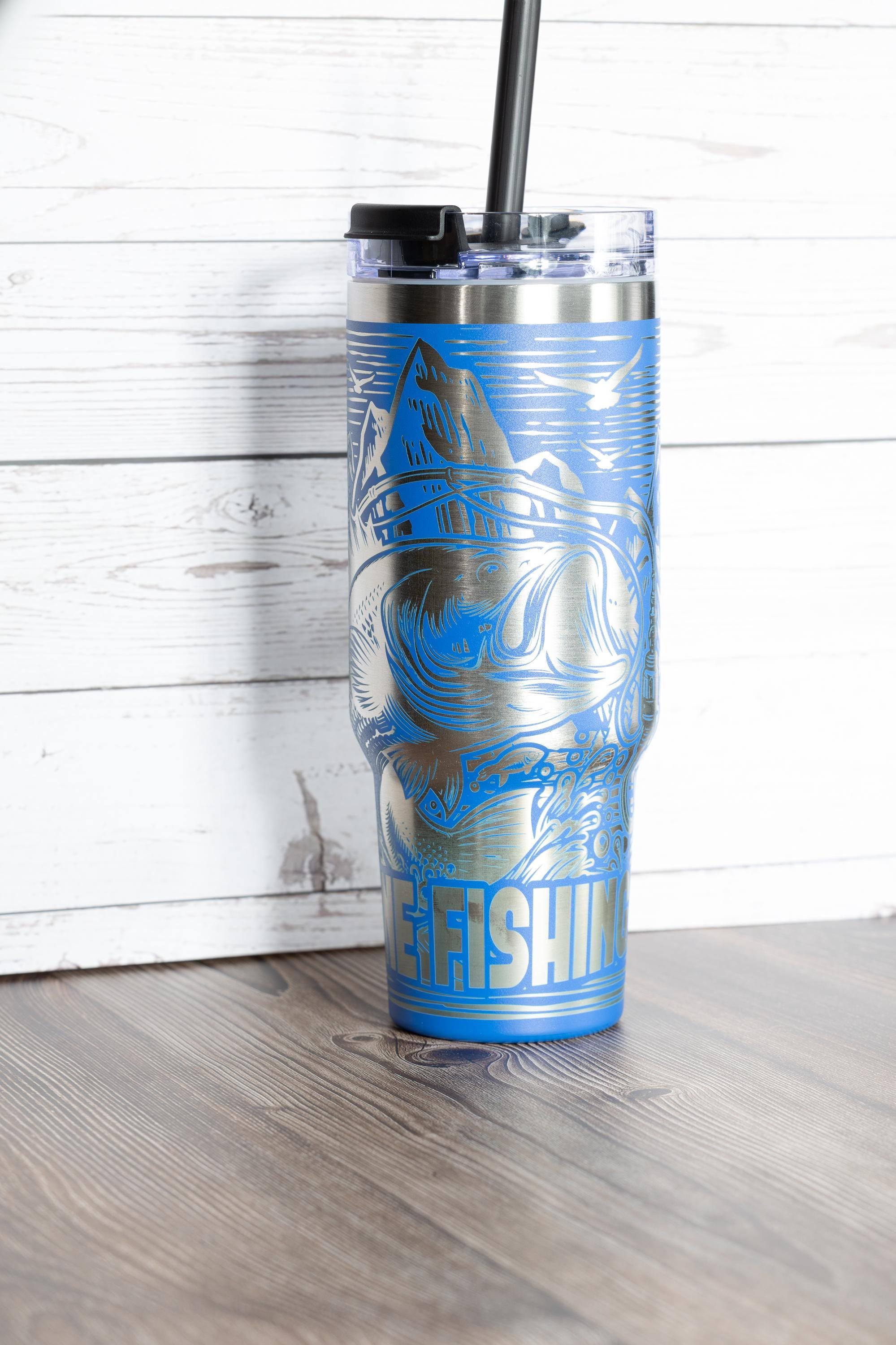 Gone Fishing Travel Mug - 40oz Insulated Stainless Steel Double Wall Cup