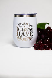 Wine Tumbler - 12 oz Stainless Steel Cup | Laser Engraved Girls Night Tumbler