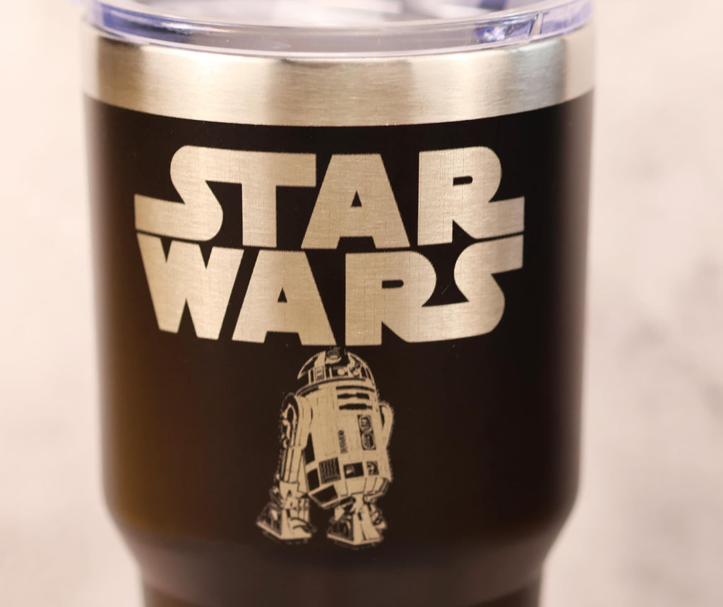 R2-D2 Travel Tumbler - 30oz Insulated Stainless Steel Vacuum Cup With Clear Lid