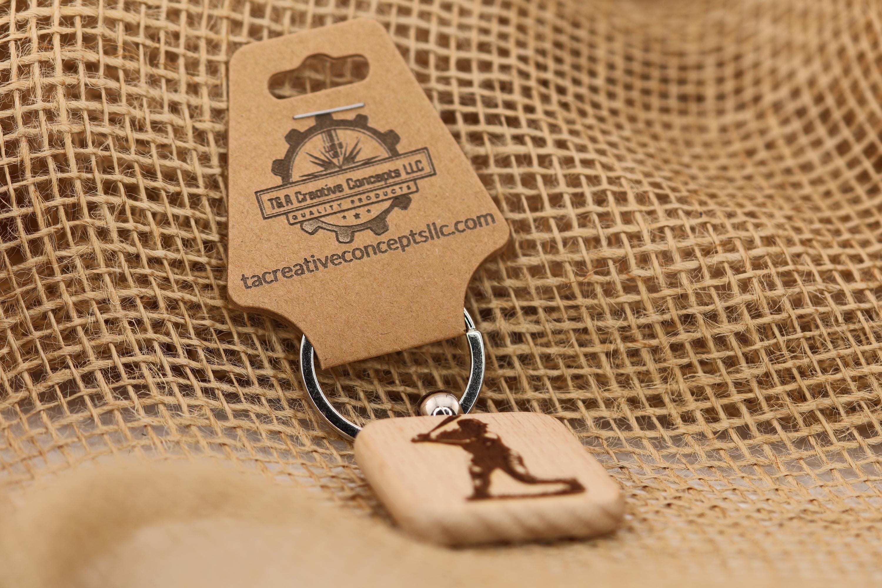 Baseball Wood Keychain – Double Sided Hardwood Batter Charm with Rust Resistant Ring