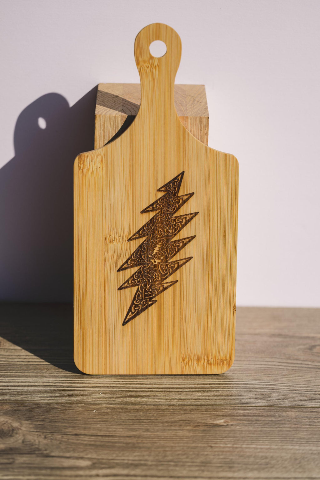 Grateful Dead Cutting Board - Compact Bamboo With Laser Engraved Celtic Bolt Design