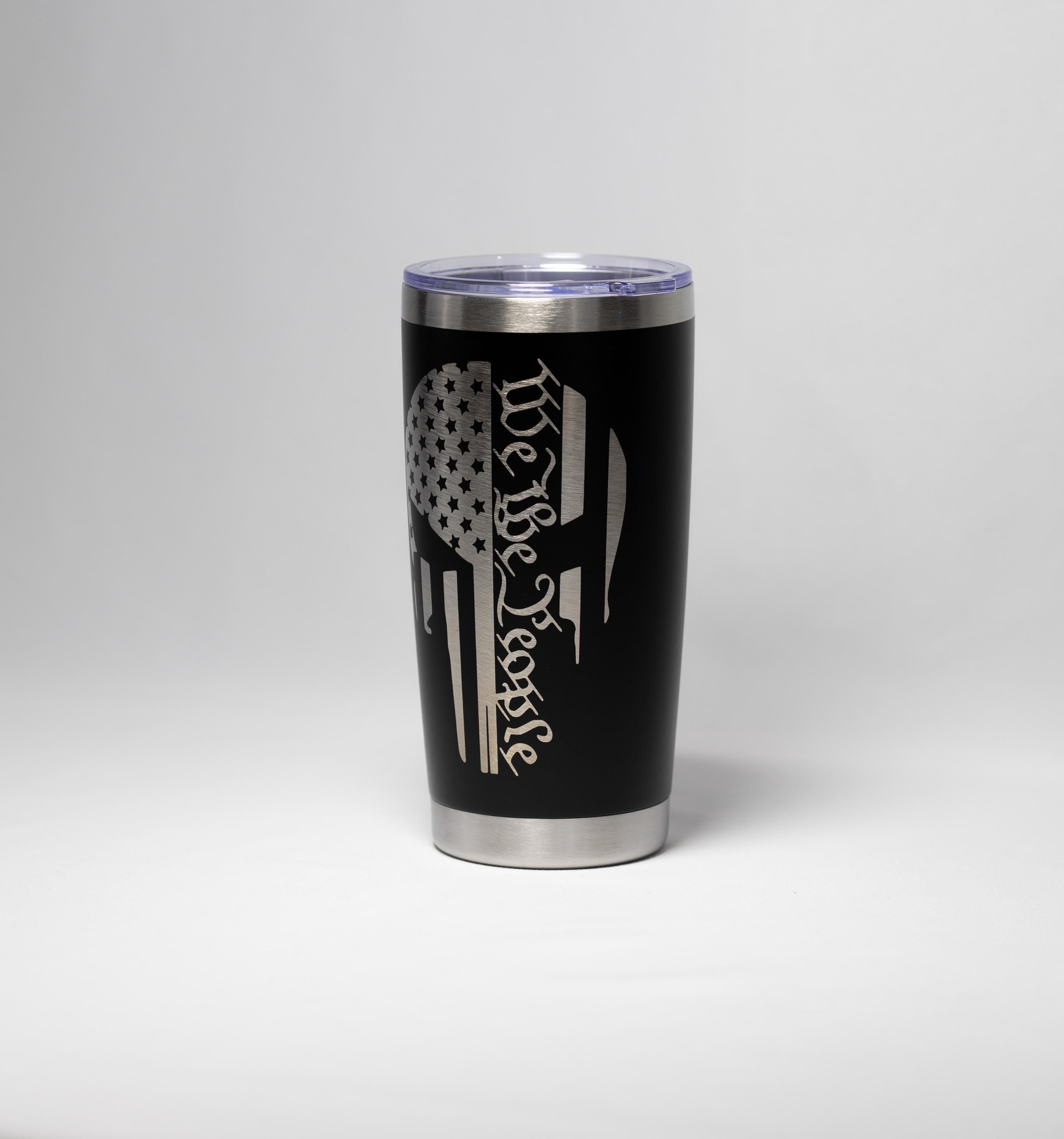 Patriotic Skull Tumbler – Laser Engraved Stainless Steel Cup, Double Wall Insulation