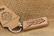 Groovy Keychain – Retro 70s Double Sided Engraved Hardwood Charm