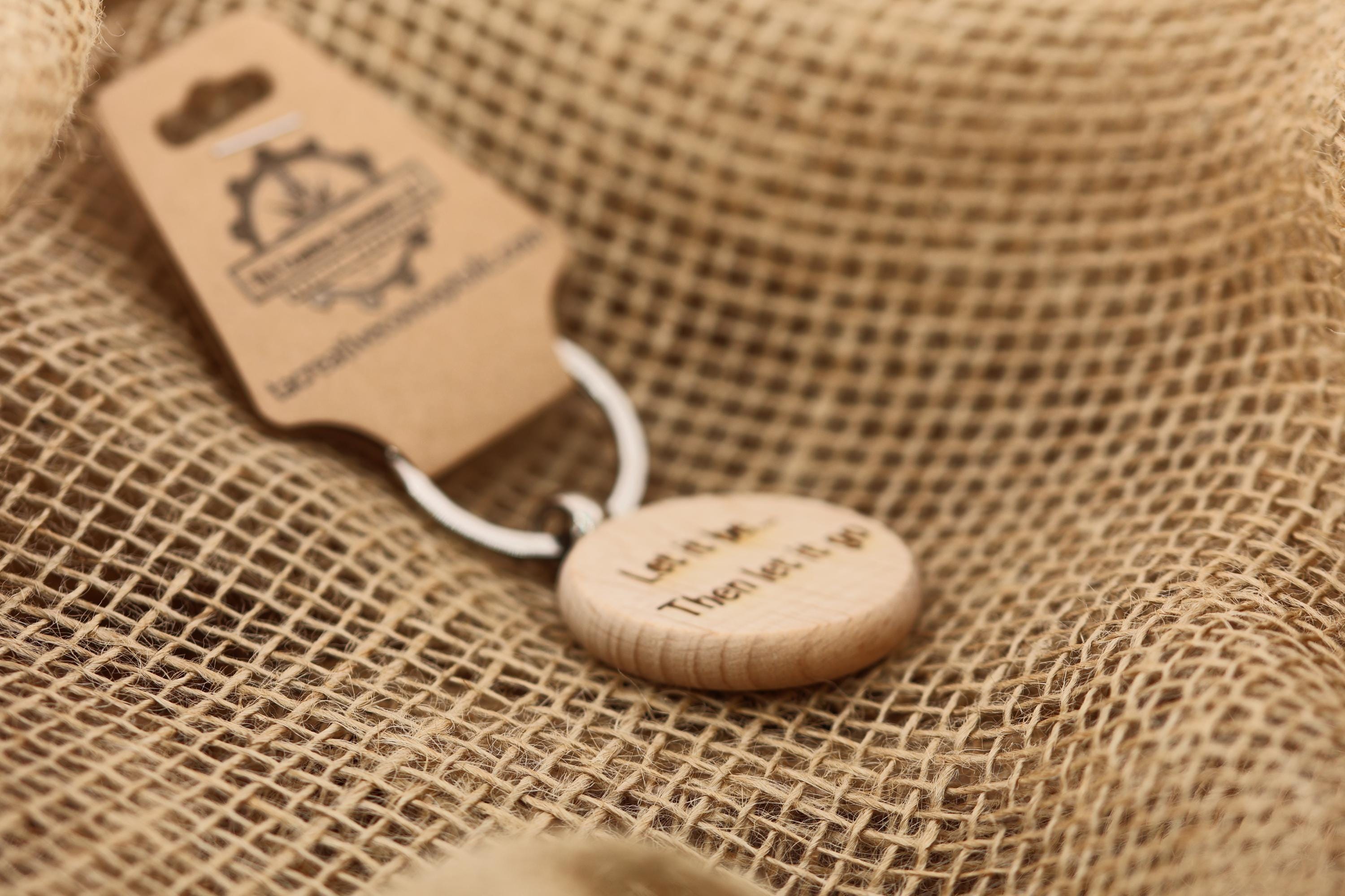 Wood Keychain – Laser Engraved Music Quote | Stainless Steel Ring, Rust Resistant