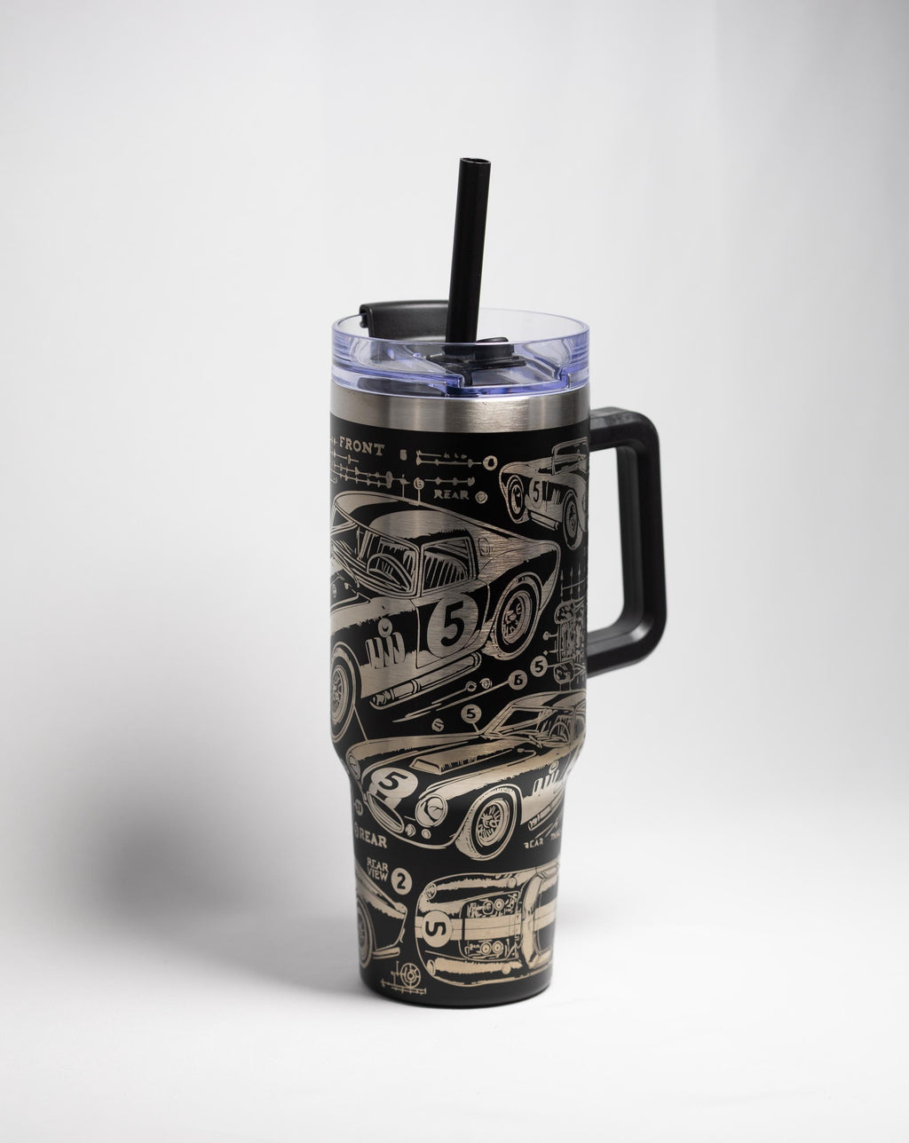 Vintage Race Car Tumbler - 40 oz Stainless Steel, Laser Engraved, Durable Travel Mug