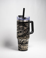 Vintage Race Car Tumbler - 40 oz Stainless Steel, Laser Engraved, Durable Travel Mug
