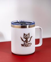 Insulated Cat Mug – Stainless Steel, Laser Engraved 14oz Double Wall Travel Cup