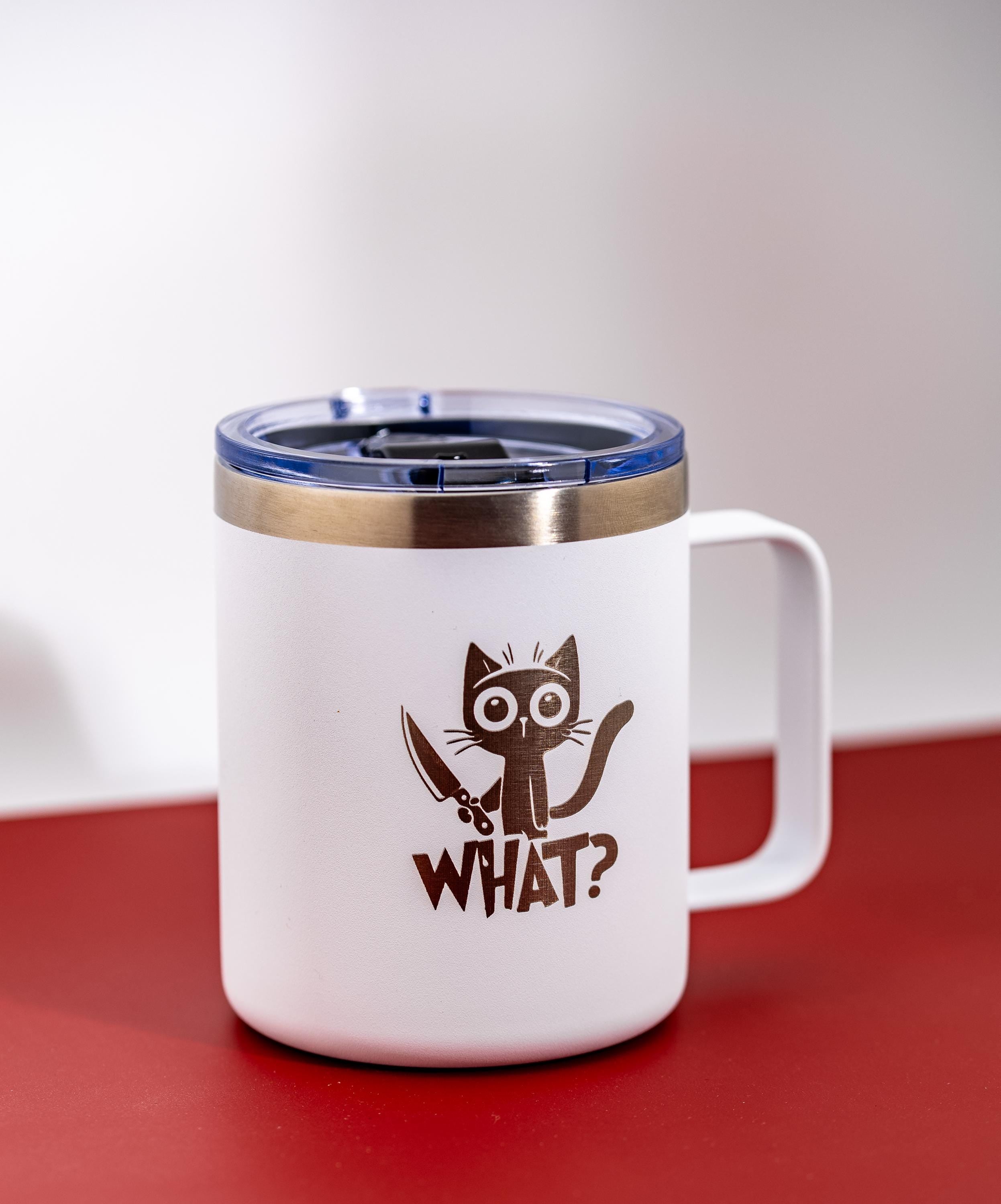 Insulated Cat Mug – Stainless Steel, Laser Engraved 14oz Double Wall Travel Cup