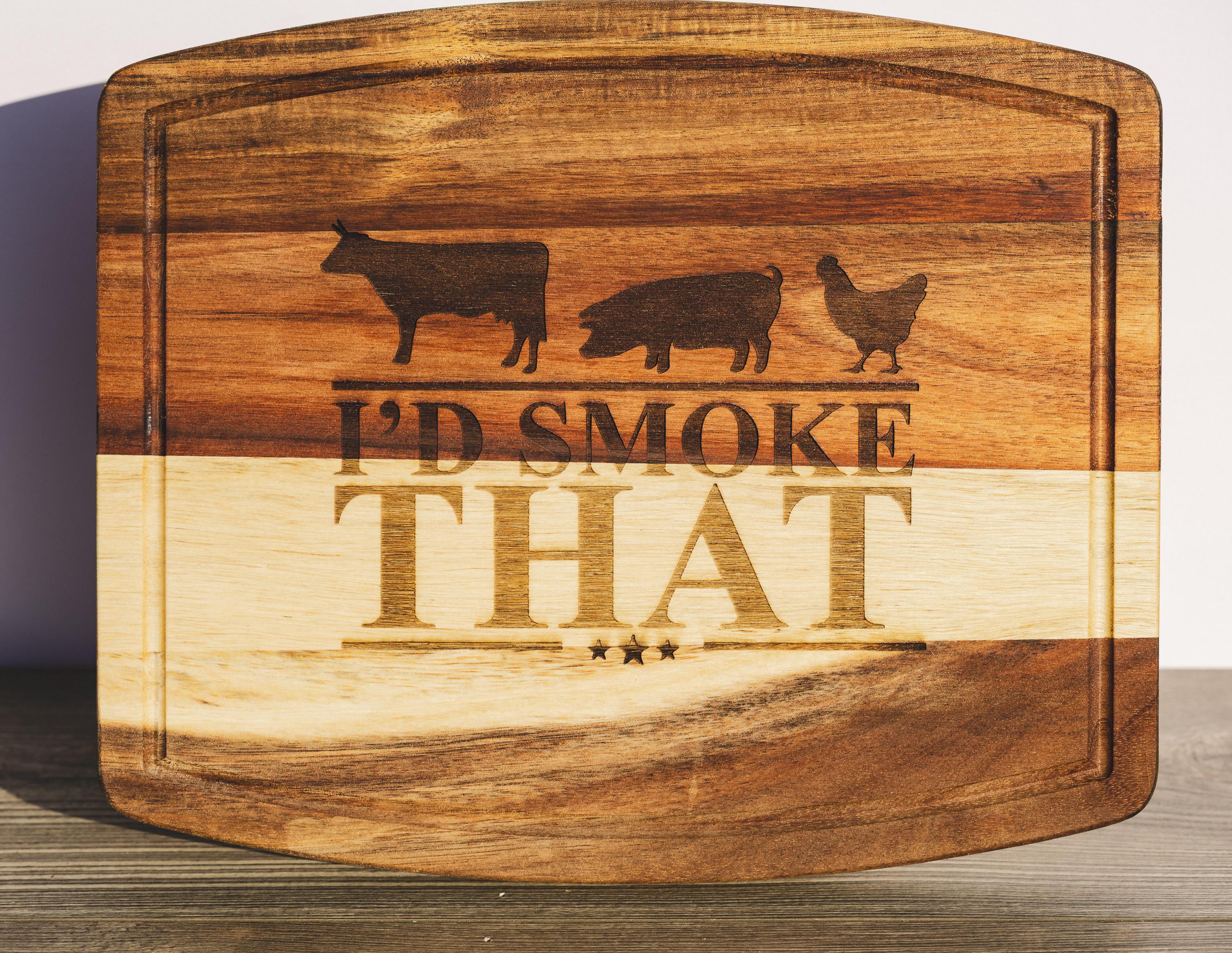 Funny BBQ Cutting Board – Acacia Wood 10x12 | Laser Engraved Grill Prep Gift