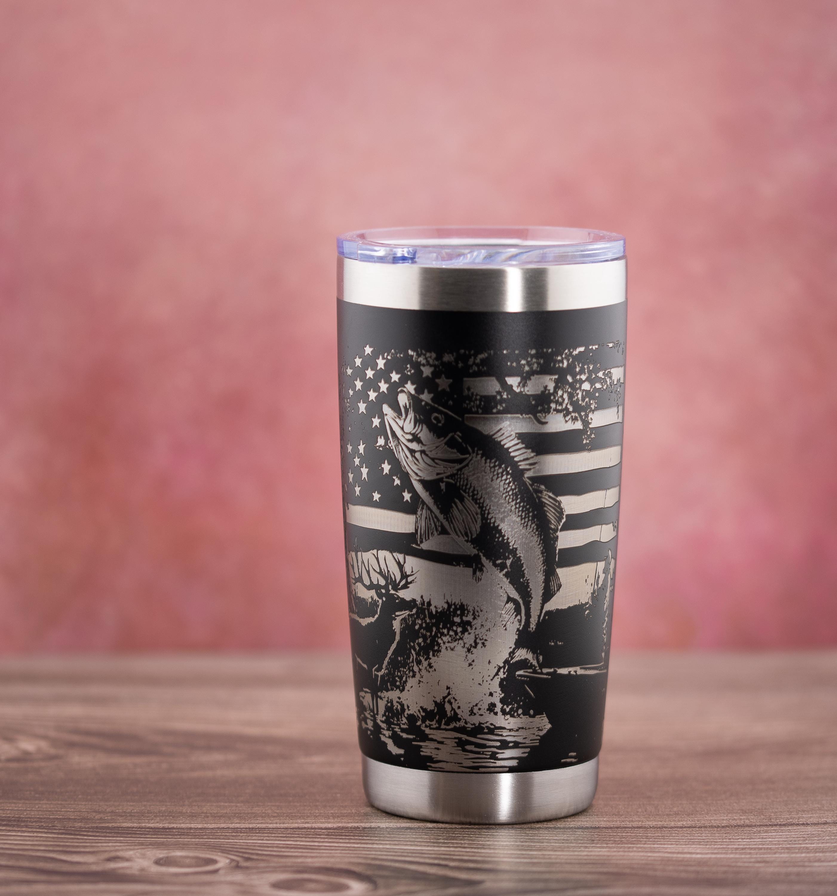 20oz Insulated Tumbler - Stainless Steel Double Wall Vacuum Engraved Flag Design