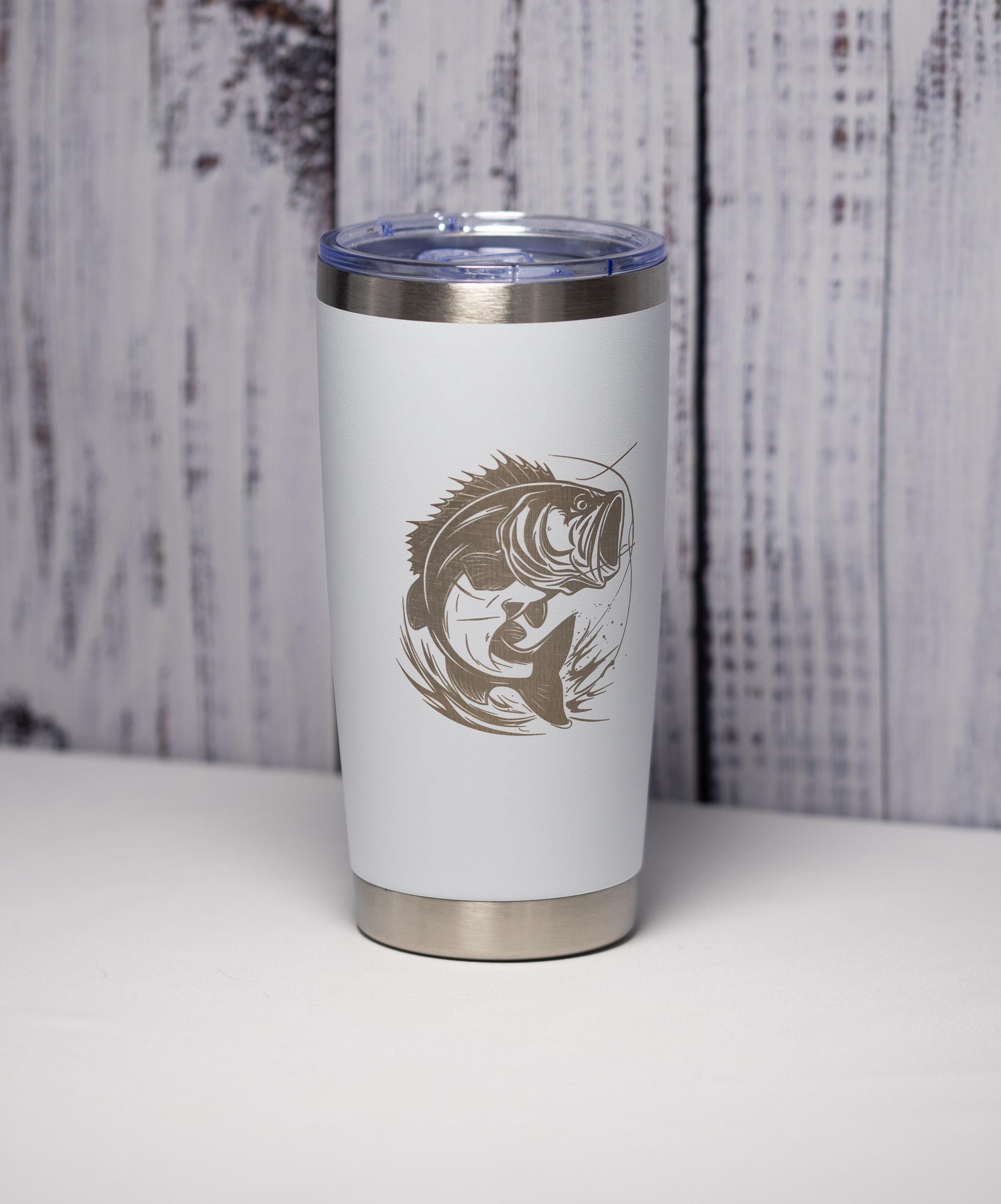 Bass Fish Tumbler – 20oz Stainless Steel Double Wall Tumbler with Laser Engraved Bass Fish Design