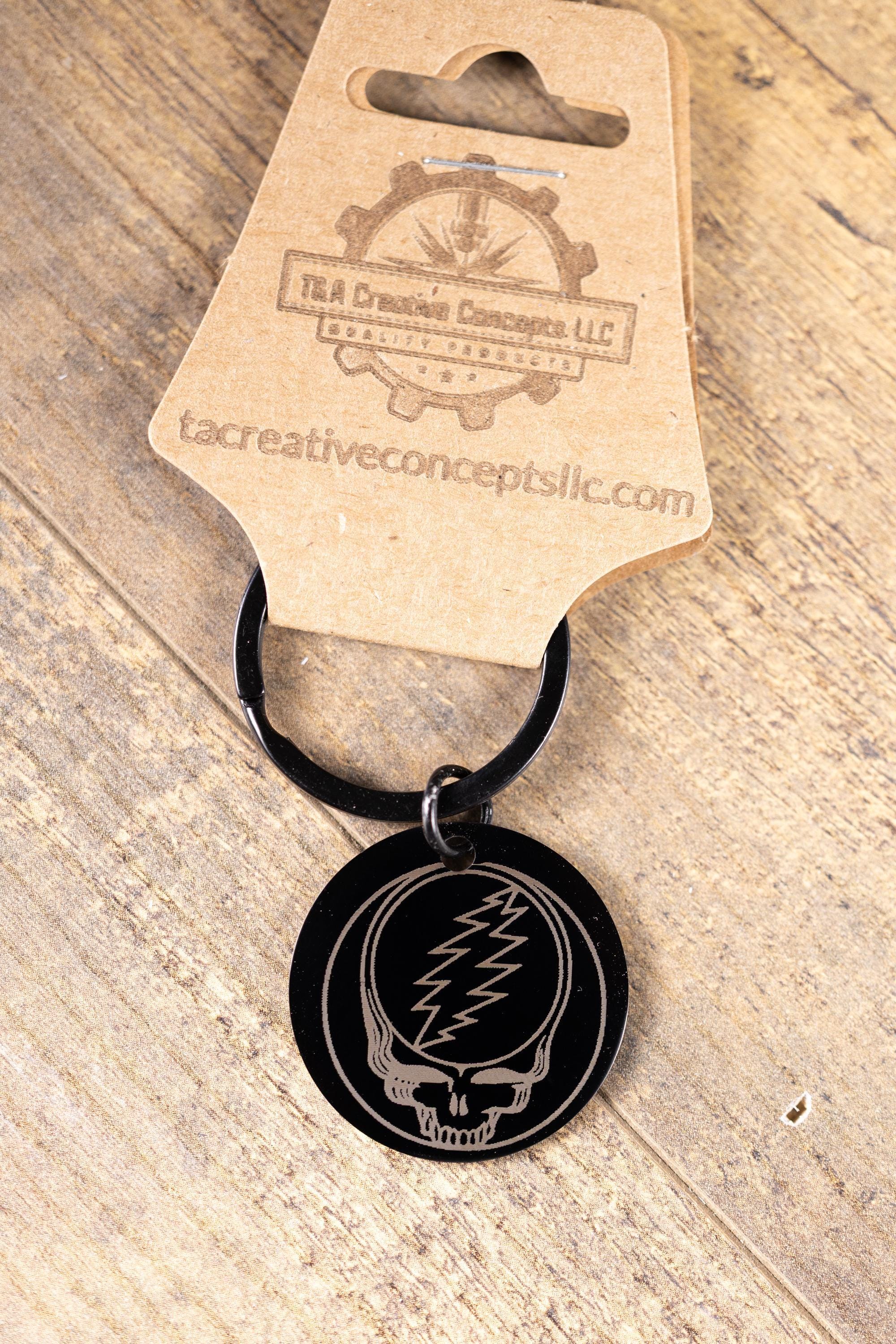 Steal Your Face Keychain – Black Stainless Steel, Double Sided Laser Engraved