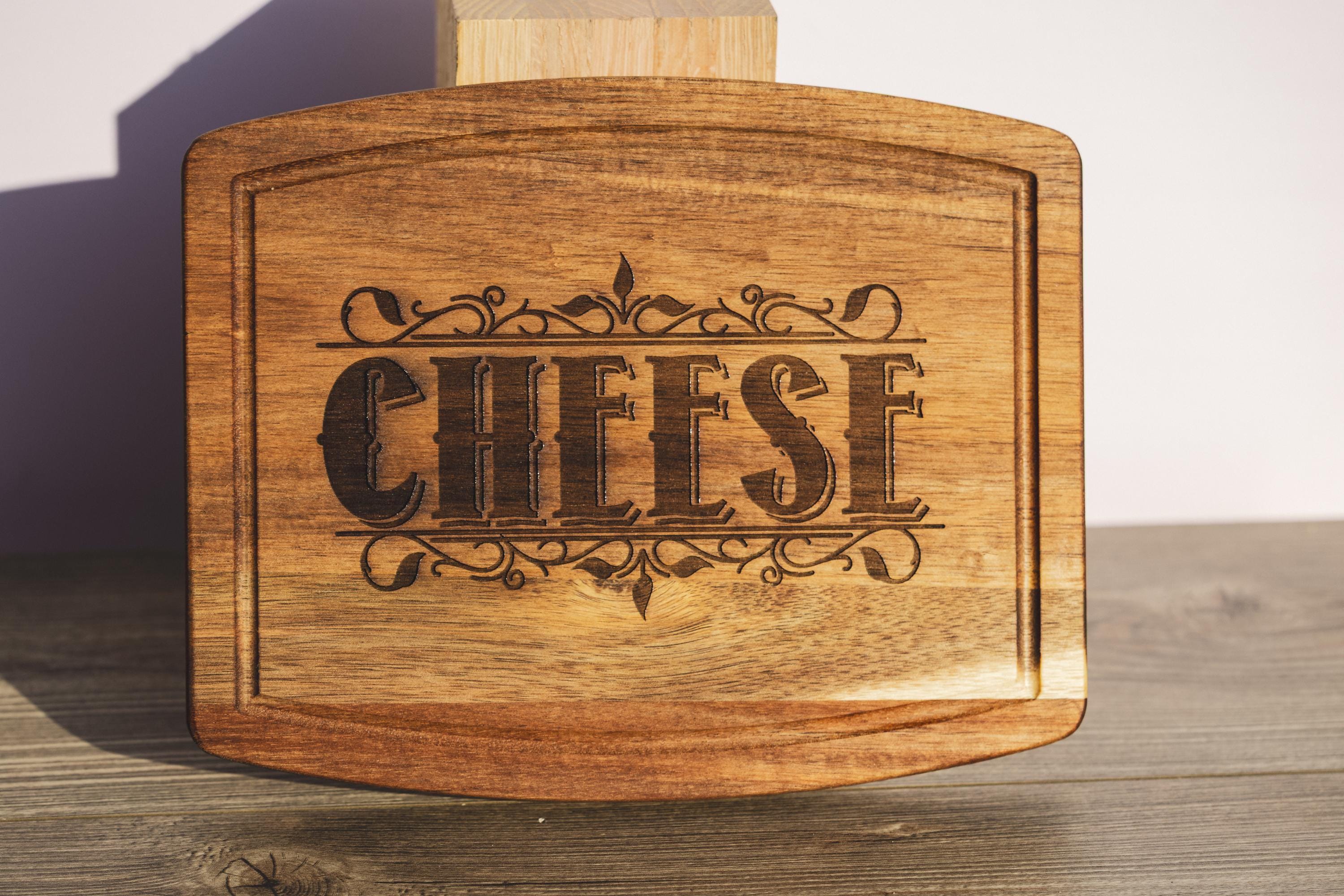 Acacia Wood Serving Tray - Rustic Cheese Charcuterie Board With Engraved Design