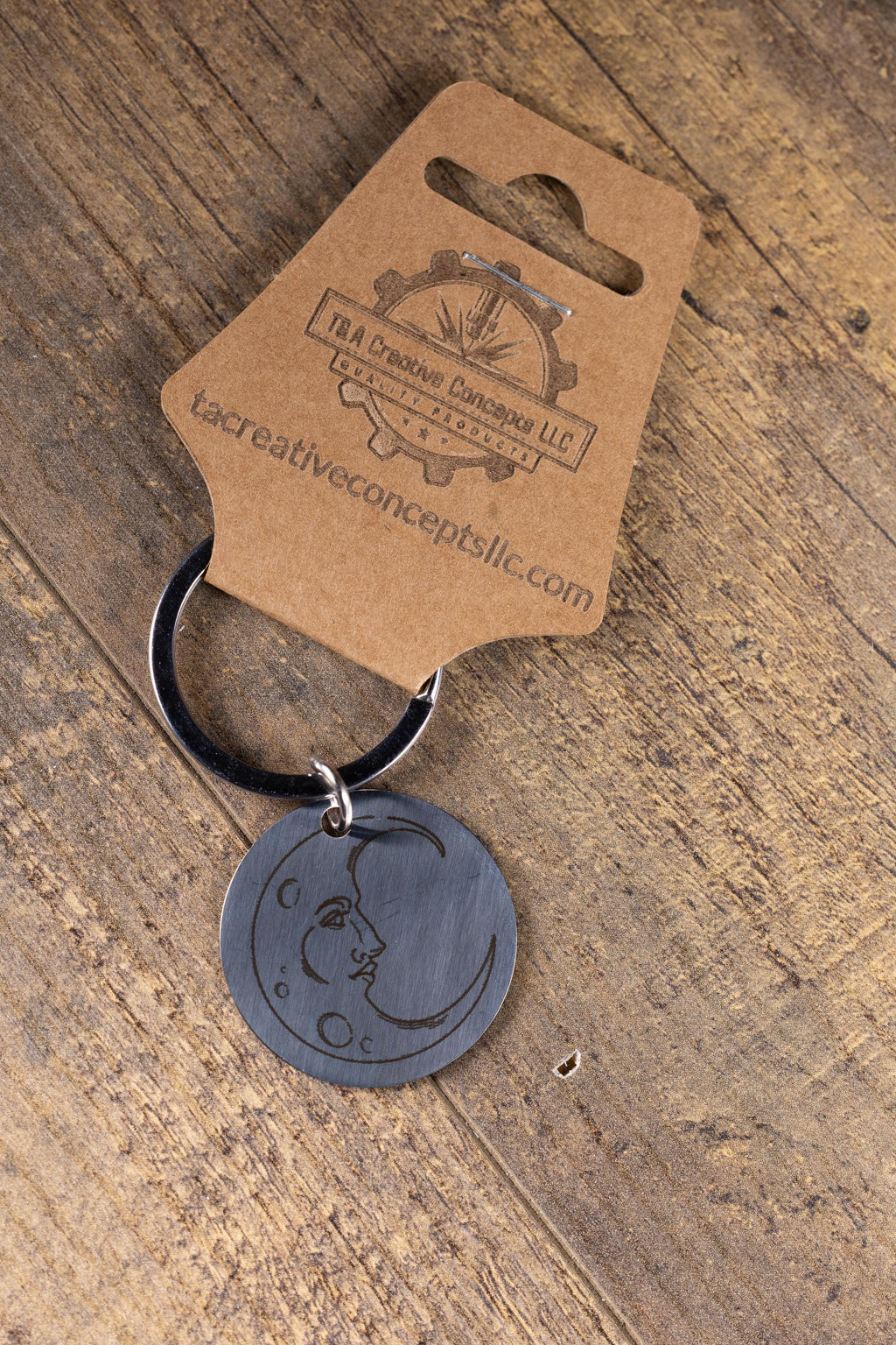 Moon Keychain - Laser Engraved Stainless Steel, Double Sided Moon Phase Accessory