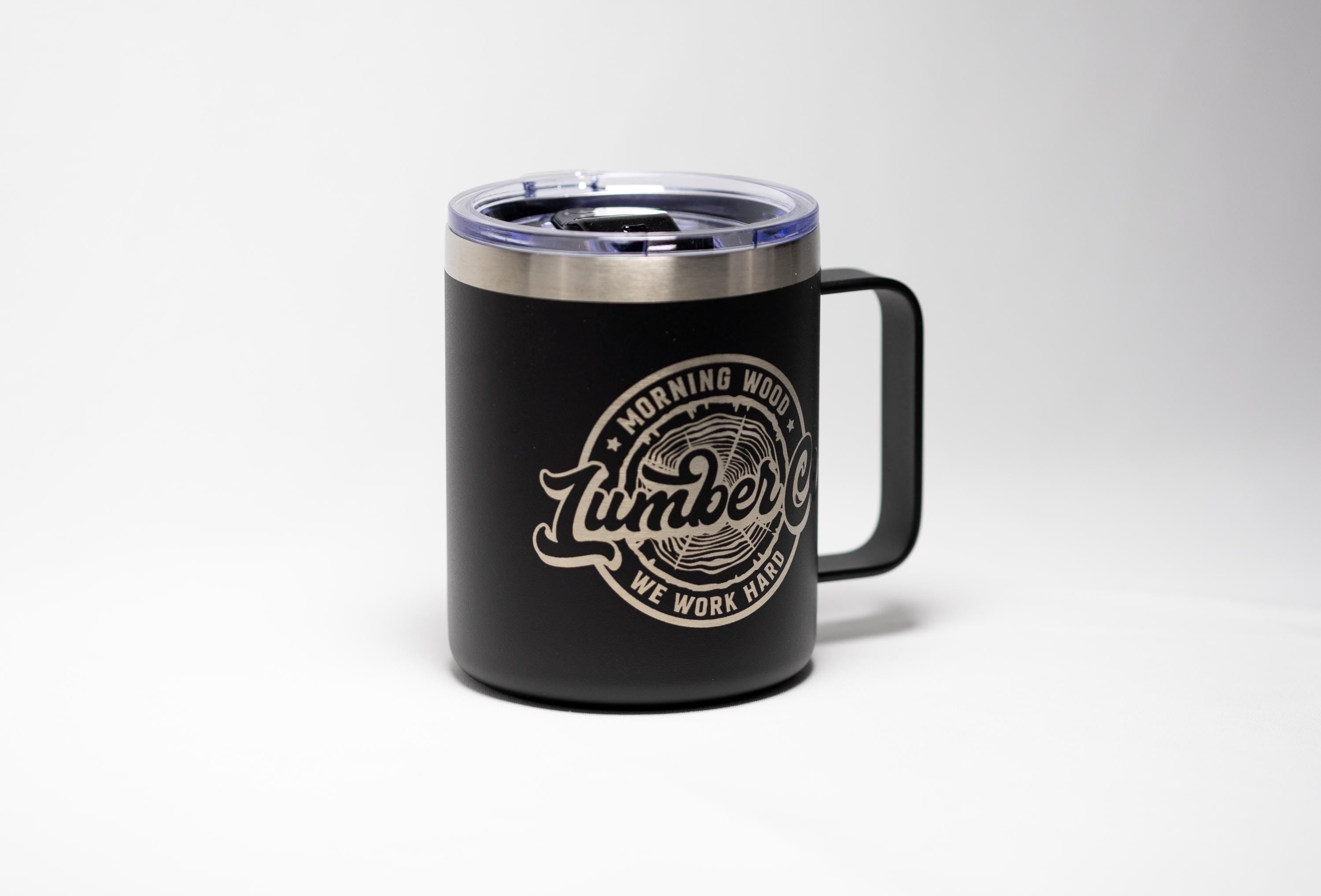 Morning Wood Mug - Laser Engraved Stainless Steel Cup | Durable Powder Coated Coffee Mug