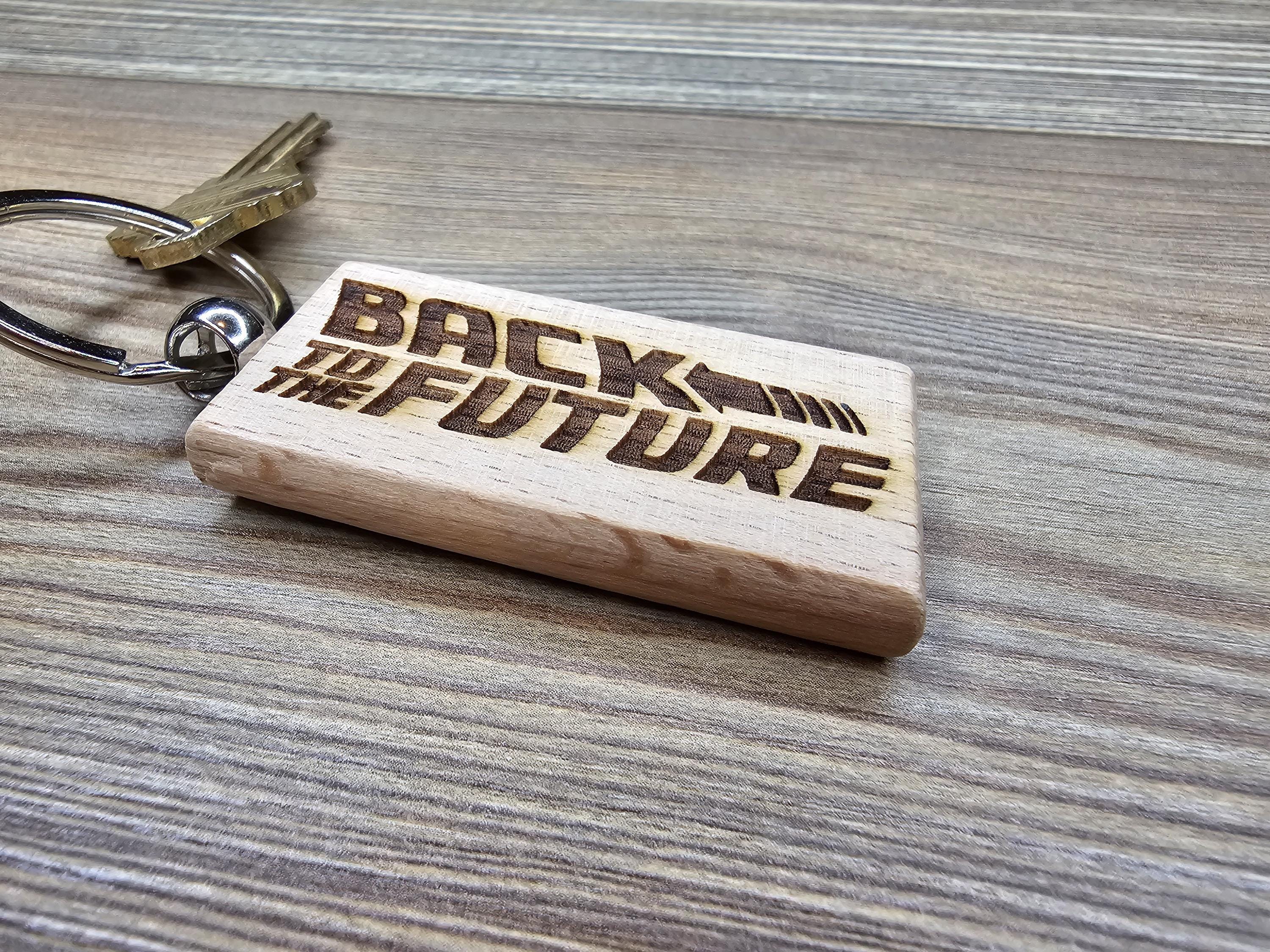 Back to the Future Keychain – Hardwood, Double Sided Laser Engraved Movie Memorabilia
