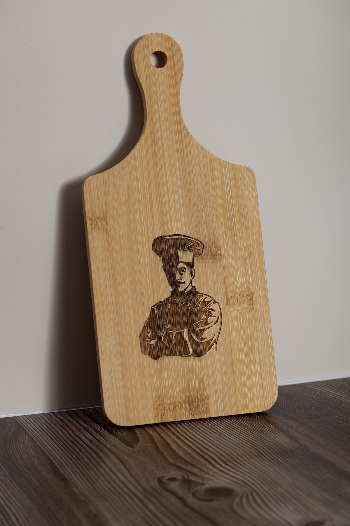 Bamboo Cutting Board - Small Chef Design | Laser Engraved Eco Friendly Prep Tray