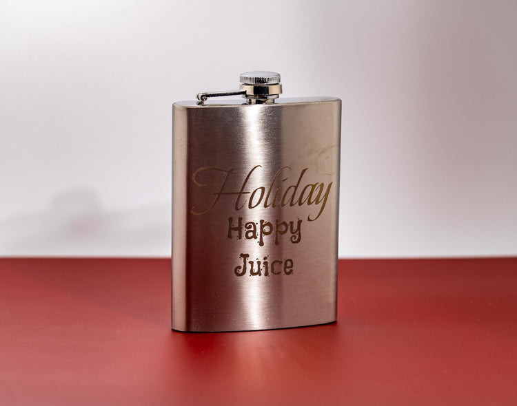 Engraved Silver Flask - 8oz Stainless Steel Holiday Gift Flask | Leak Proof Design