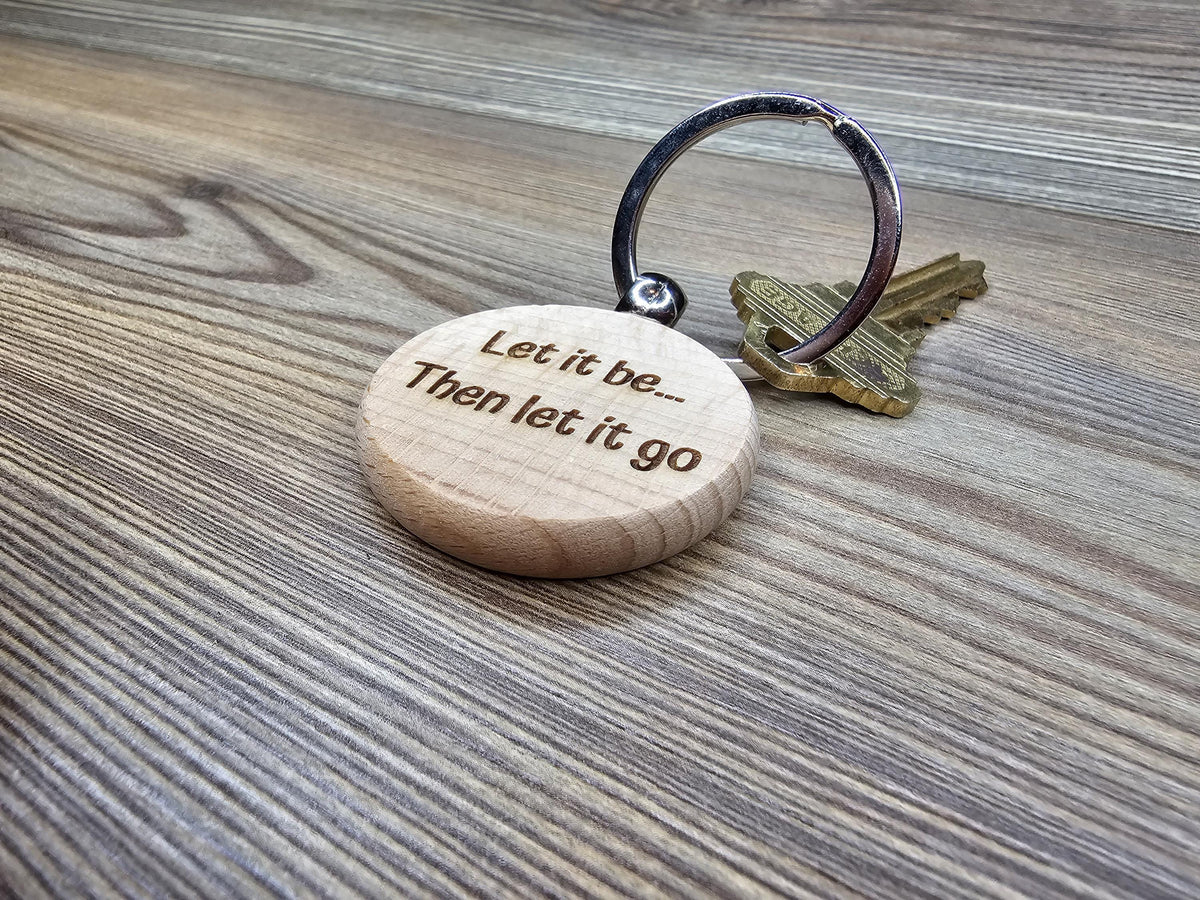 Wood Keychain – Laser Engraved Music Quote | Stainless Steel Ring, Rust Resistant