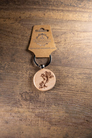 Koi Fish Keychain - Laser Engraved Hardwood Bag Charm With Stainless Steel Hardware