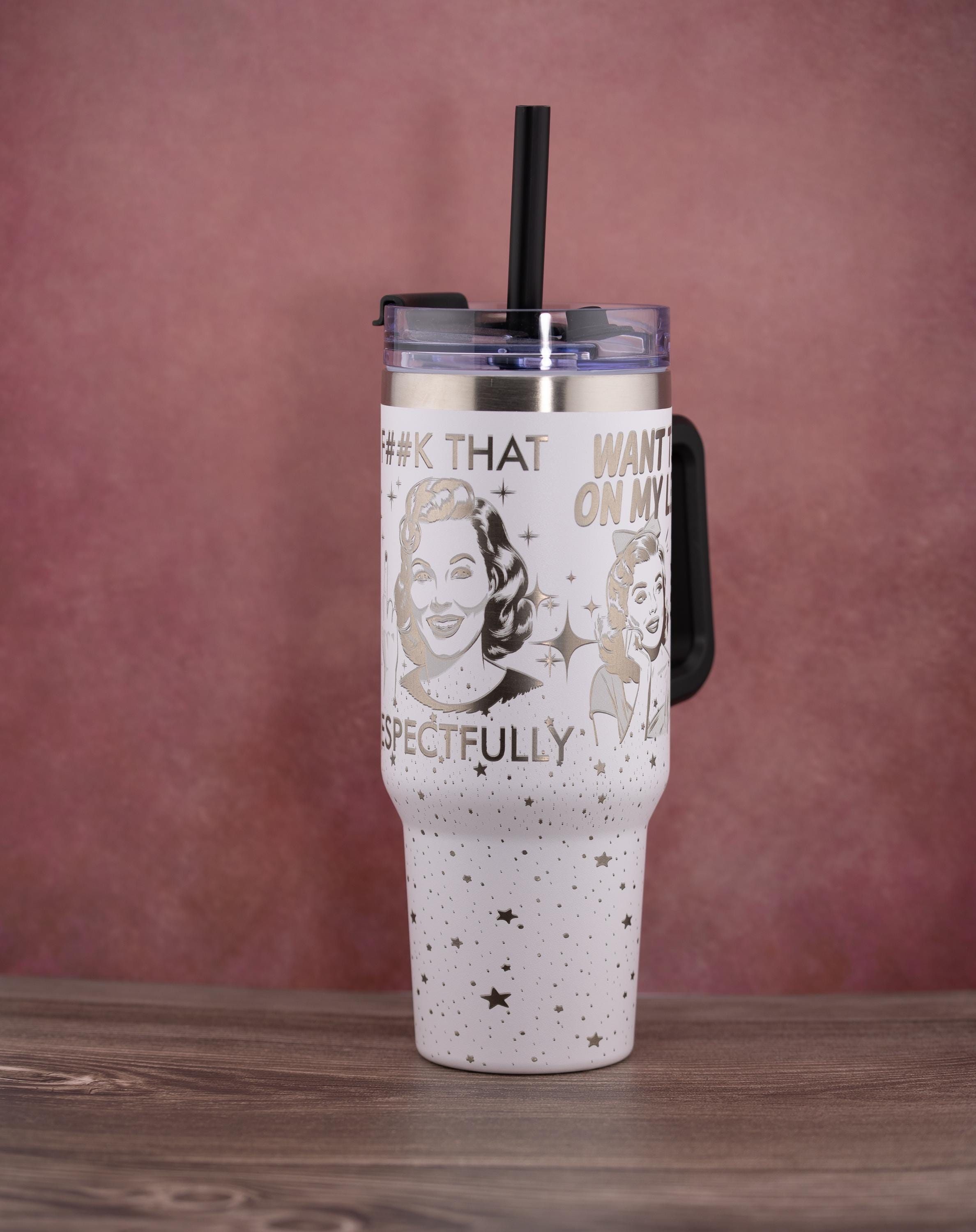 Stainless Steel Tumbler - 40oz Travel Mug With Handle & Straw Lid | Insulated Double Wall Cup