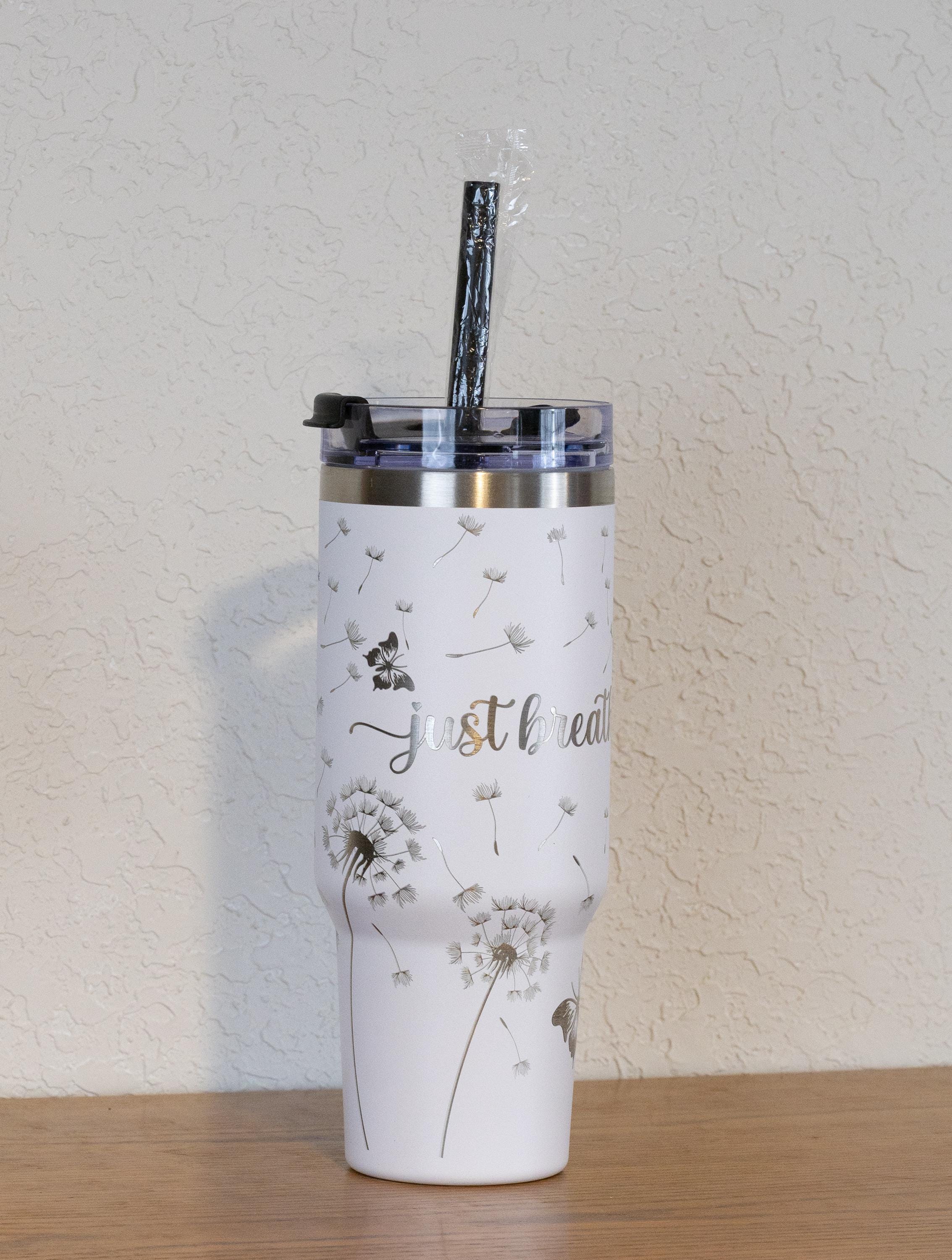 40oz Stainless Steel Tumbler – Large Vacuum Insulated Mug With Straw & Handle Grip