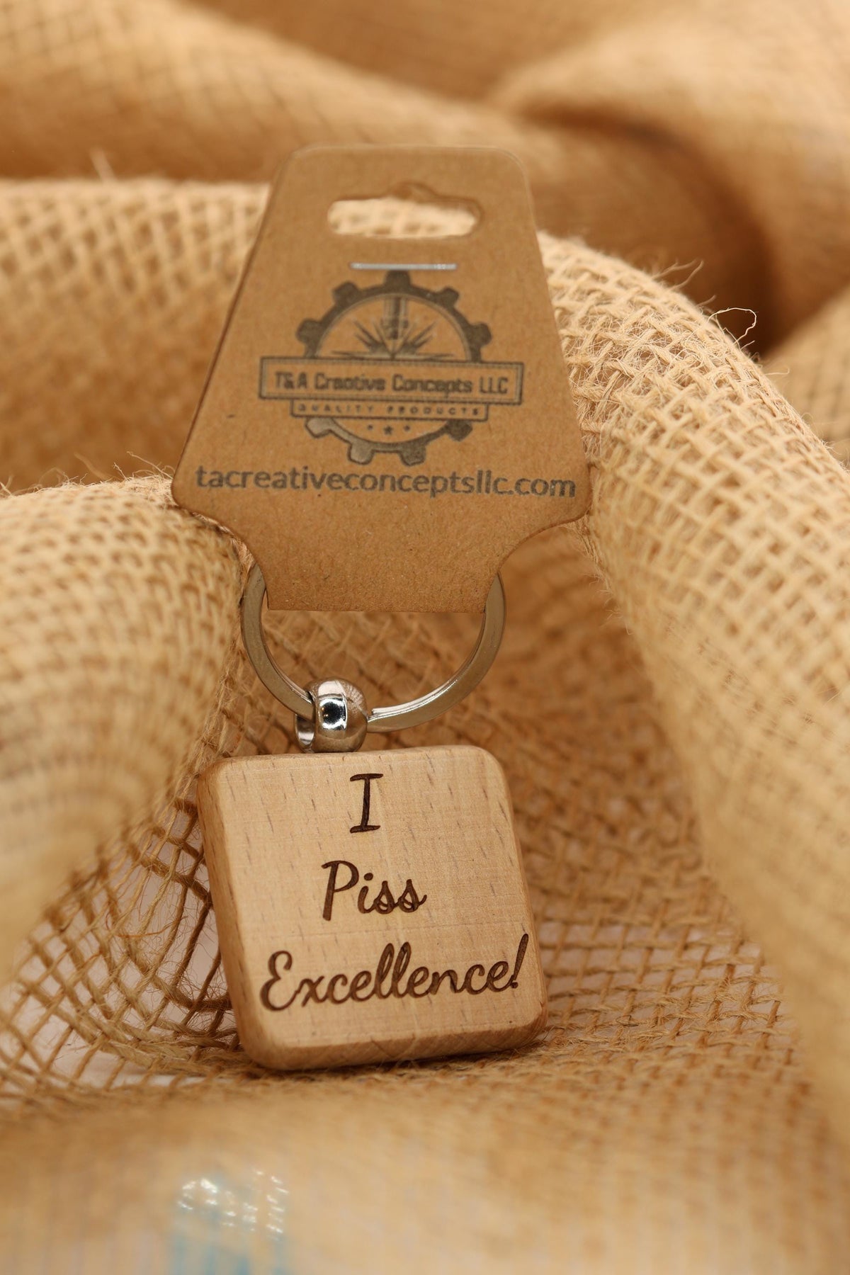 Humor Wooden Keychain – Double Sided Laser Engraved Natural Hardwood Accessory