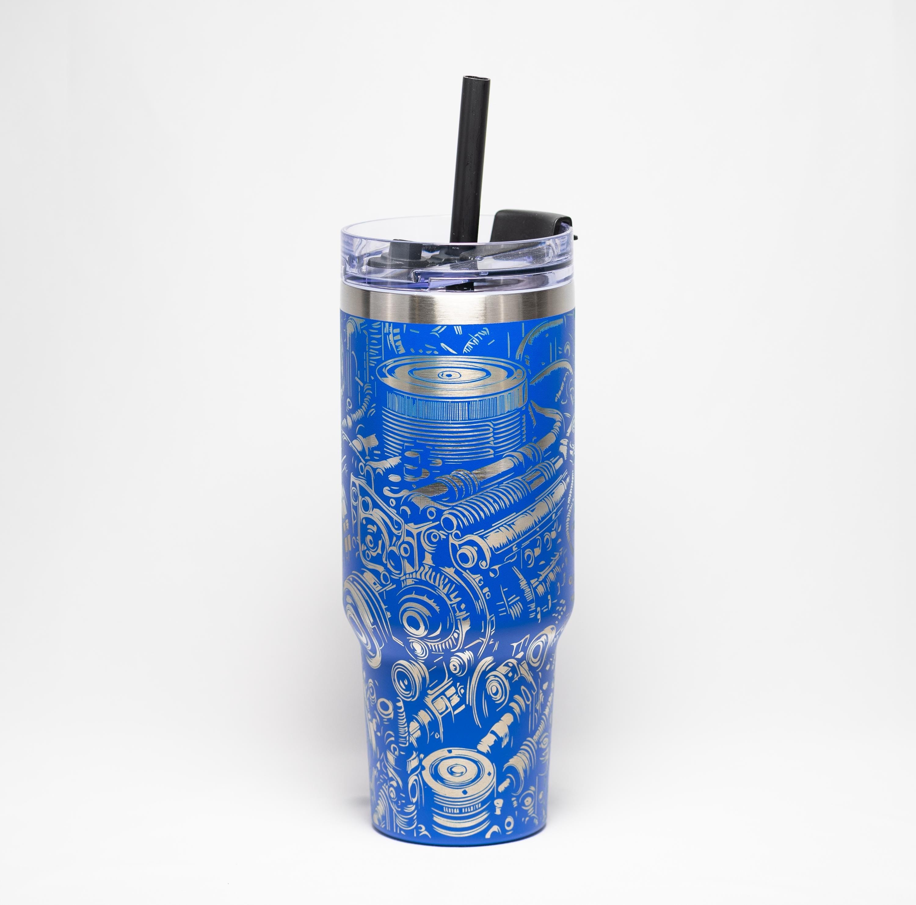 Engine Wrap Travel Tumbler - Large 40oz Vacuum Insulated Cup | Laser Etched Design
