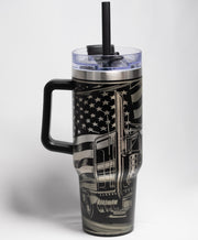 Semi Truck Travel Tumbler - 40oz Stainless Steel | Laser Engraved, Double Wall Insulation
