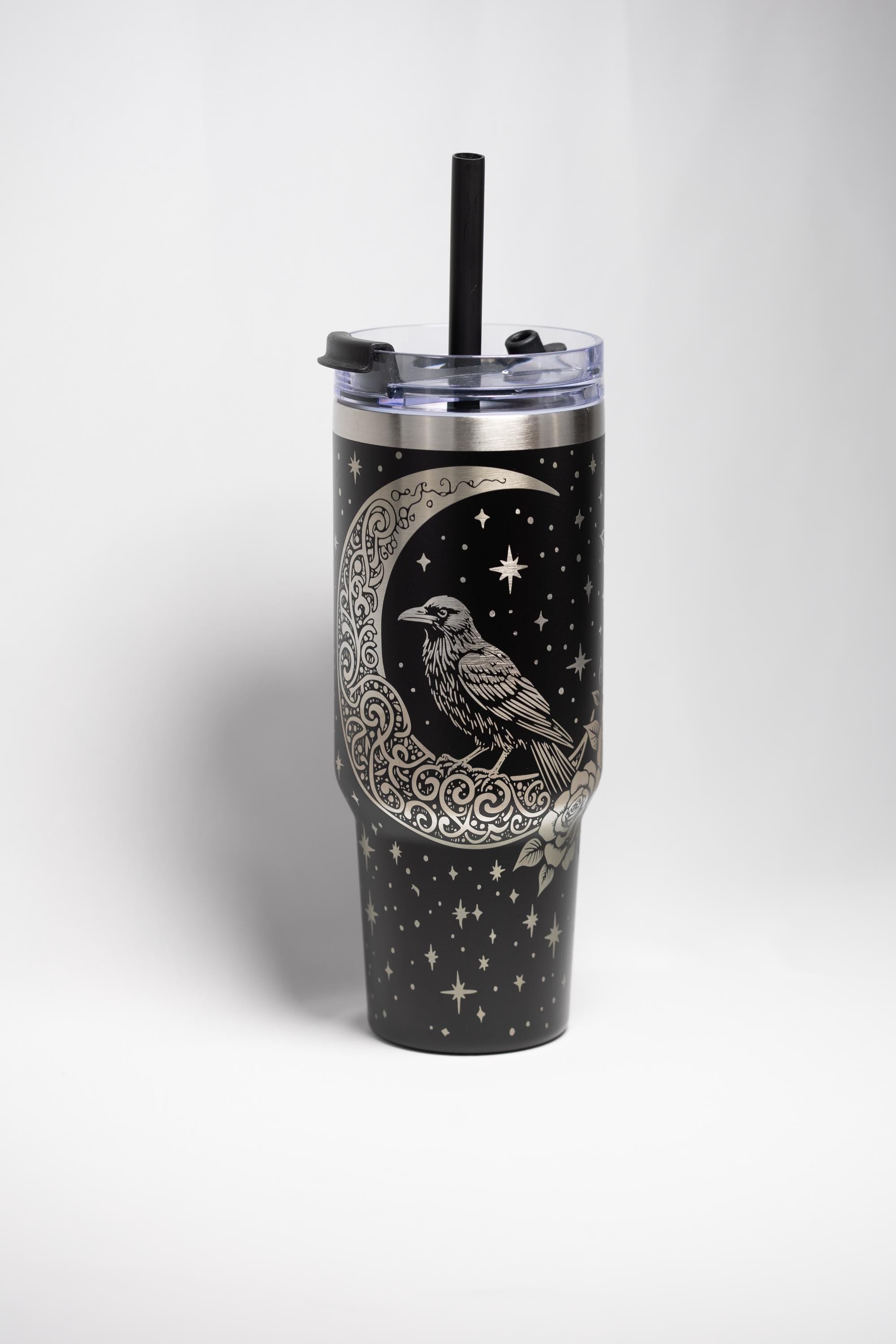 Laser Engraved Tumbler - 40 Ounce Insulated Cup | Crow Moon Design, Stainless Steel