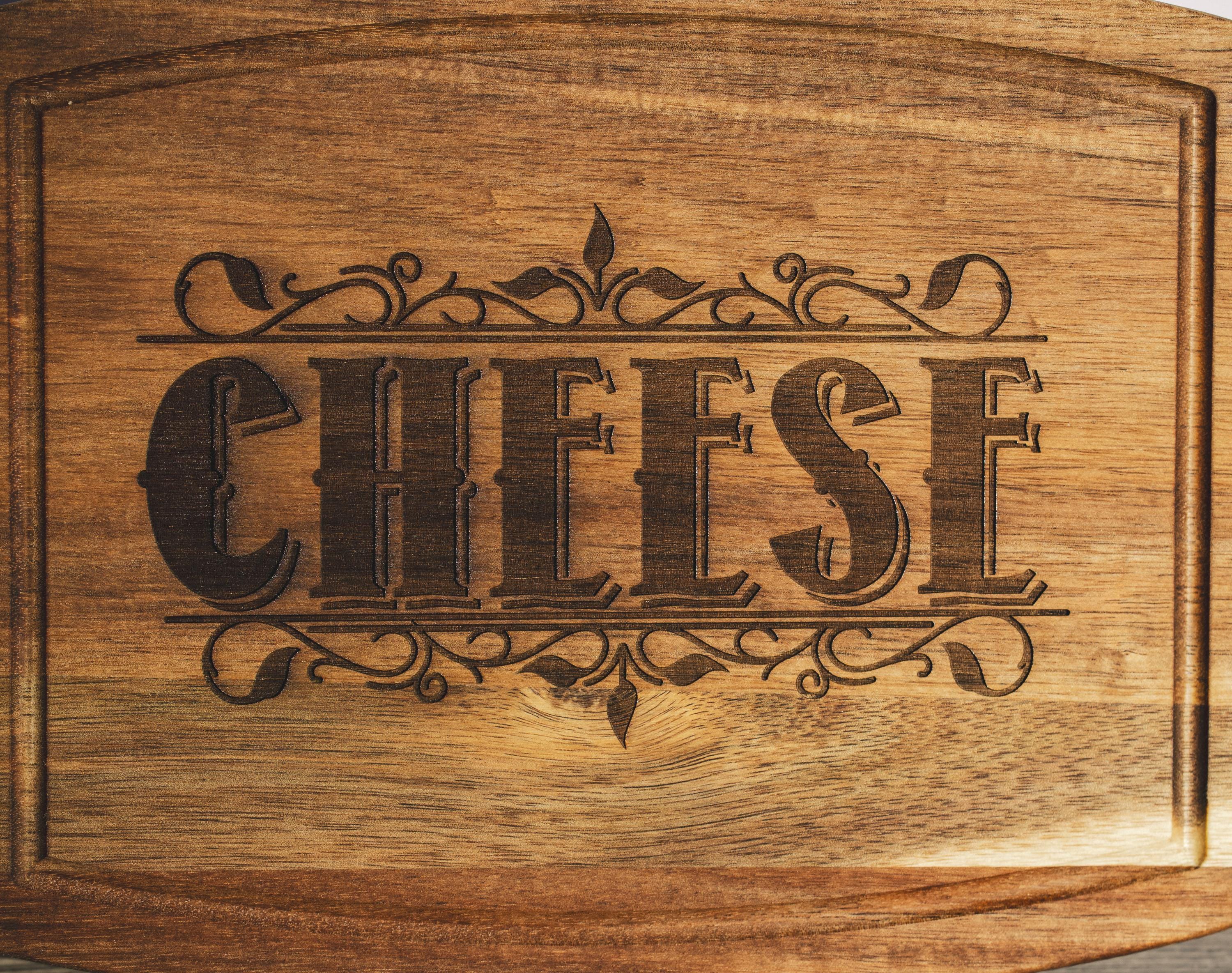 Acacia Wood Serving Tray - Rustic Cheese Charcuterie Board With Engraved Design