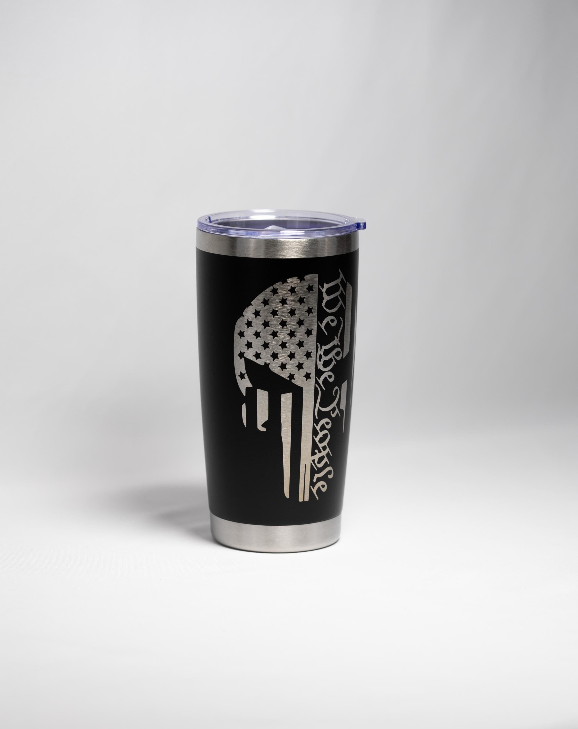 Patriotic Skull Tumbler – Laser Engraved Stainless Steel Cup, Double Wall Insulation