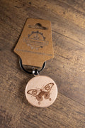 Laser Engraved Keychain - Solid Hardwood Butterfly Bag Charm with Stainless Steel Ring