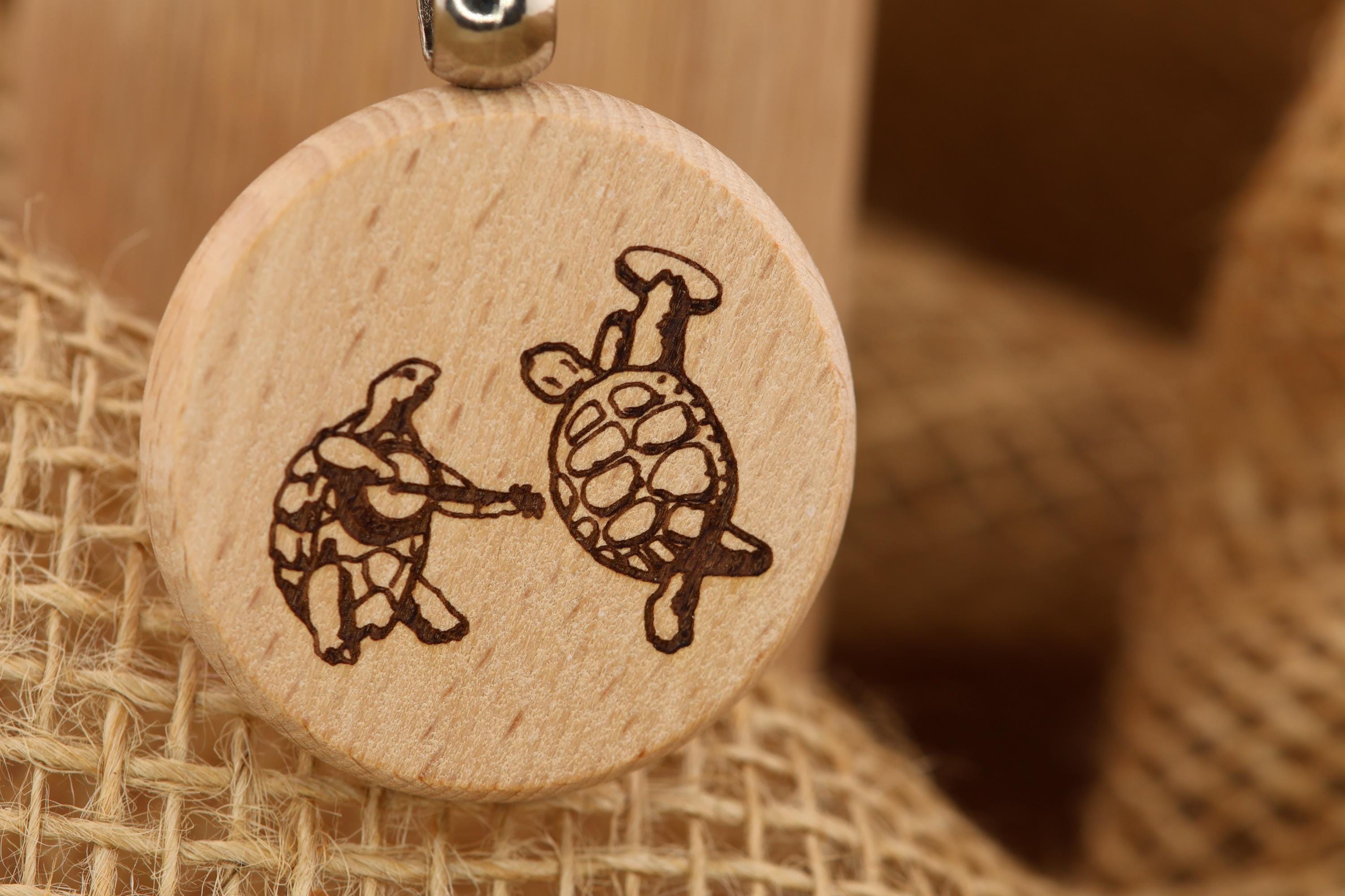 Grateful Dead Keychain - Dancing Turtles Design Hardwood Bag Charm with Rustproof Steel Ring