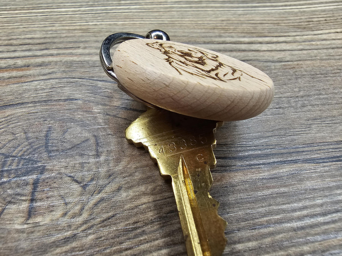 Golden Retriever Keychain – Laser Engraved Hardwood Double Sided Accessory