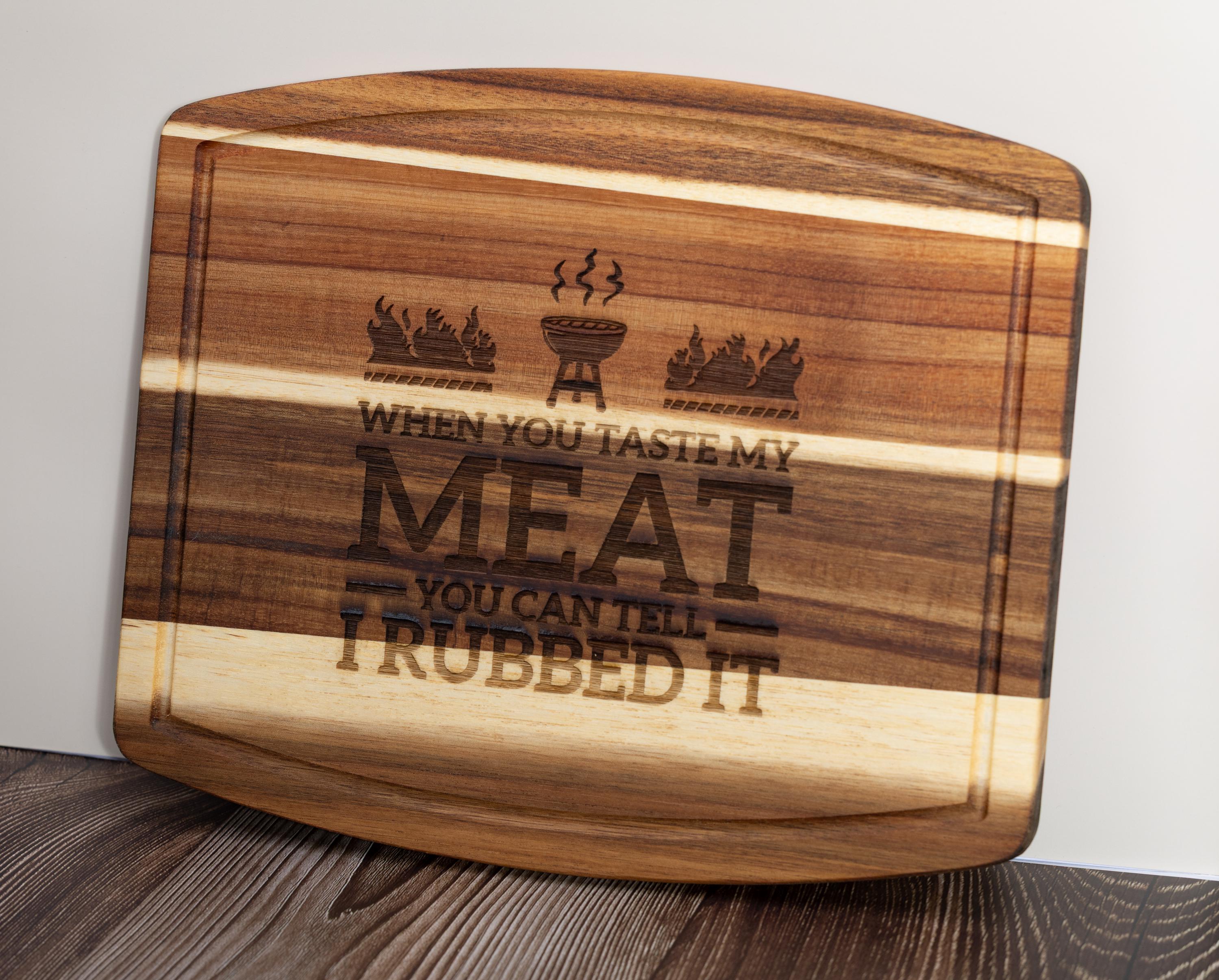 Acacia Wood Cutting Board – Engraved BBQ Grill Board, Durable & Knife Friendly