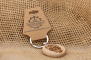 Sugar Skull Keychain – Laser Engraved Wood With Stainless Steel Ring, Colorful Design